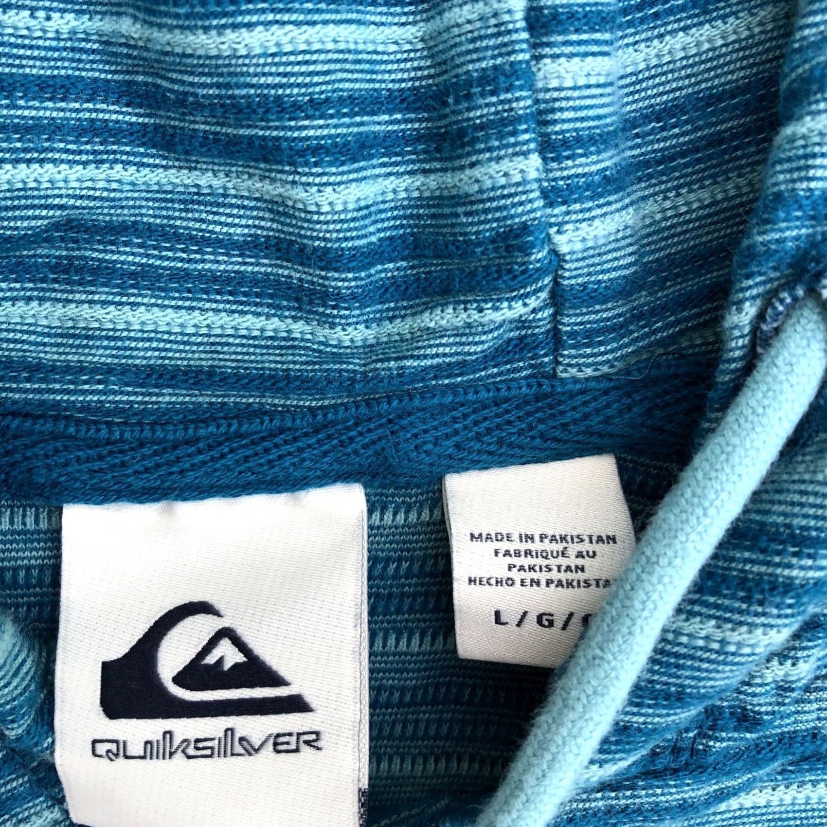 Quiksilver VTG Y2K QUICKSILVER Striped Hoodie Sweatshirt Men's LARGE Blue Pullover Cotton Size US L / EU 52-54 / 3 - 6 Thumbnail