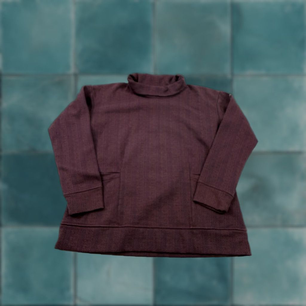 Vintage Columbia Shirt Womens Large Purple Herringbone Fleece Cowl Neck Tunic Top Size L / US 10 / IT 46 - 1 Thumbnail