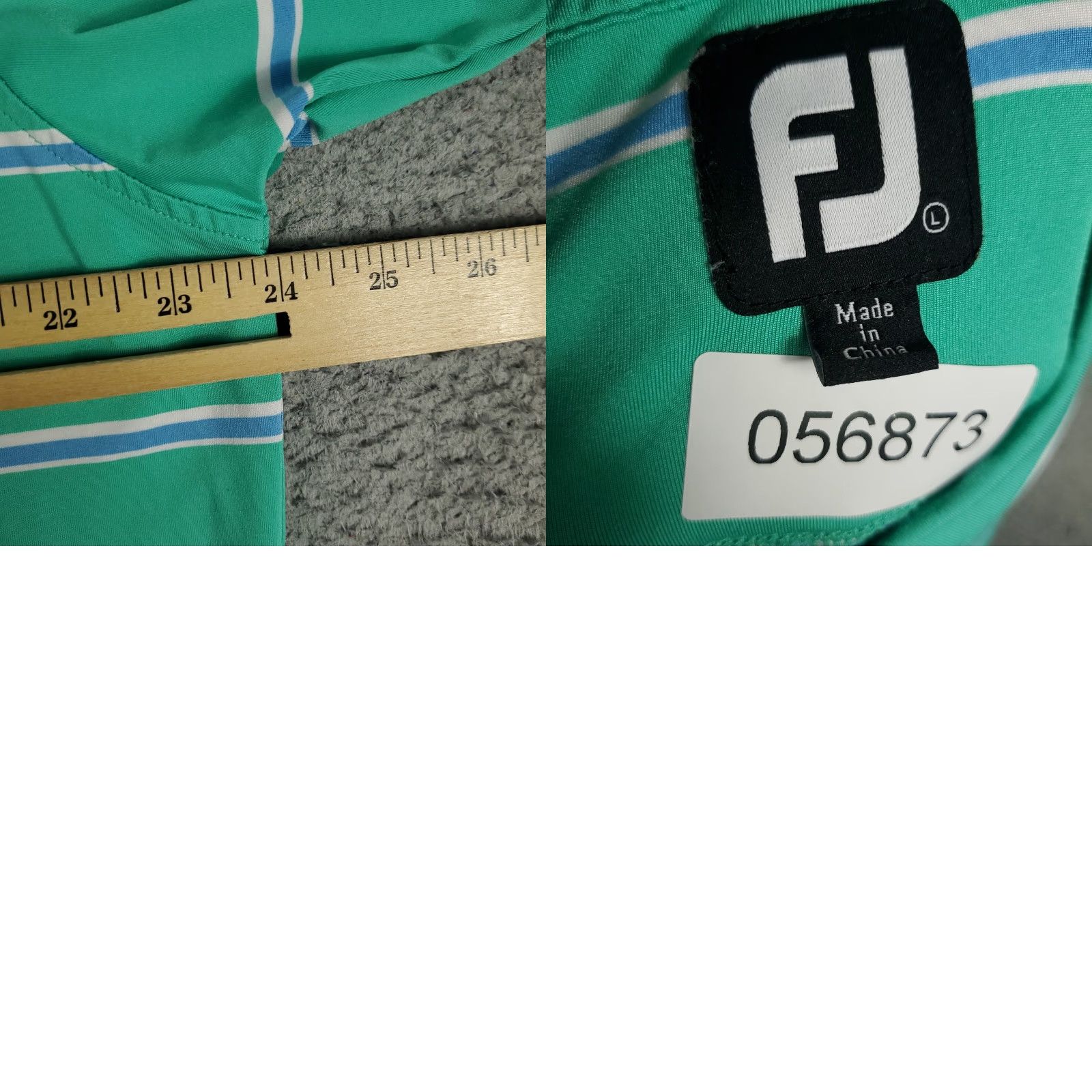 Footjoy FJ Polo Shirt Mens L Turquoise Blue Striped Short Sleeve Button Collar Logo Casual Golf Shirt Mens Size US L / EU 52-54 / 3 - 8 Thumbnail
