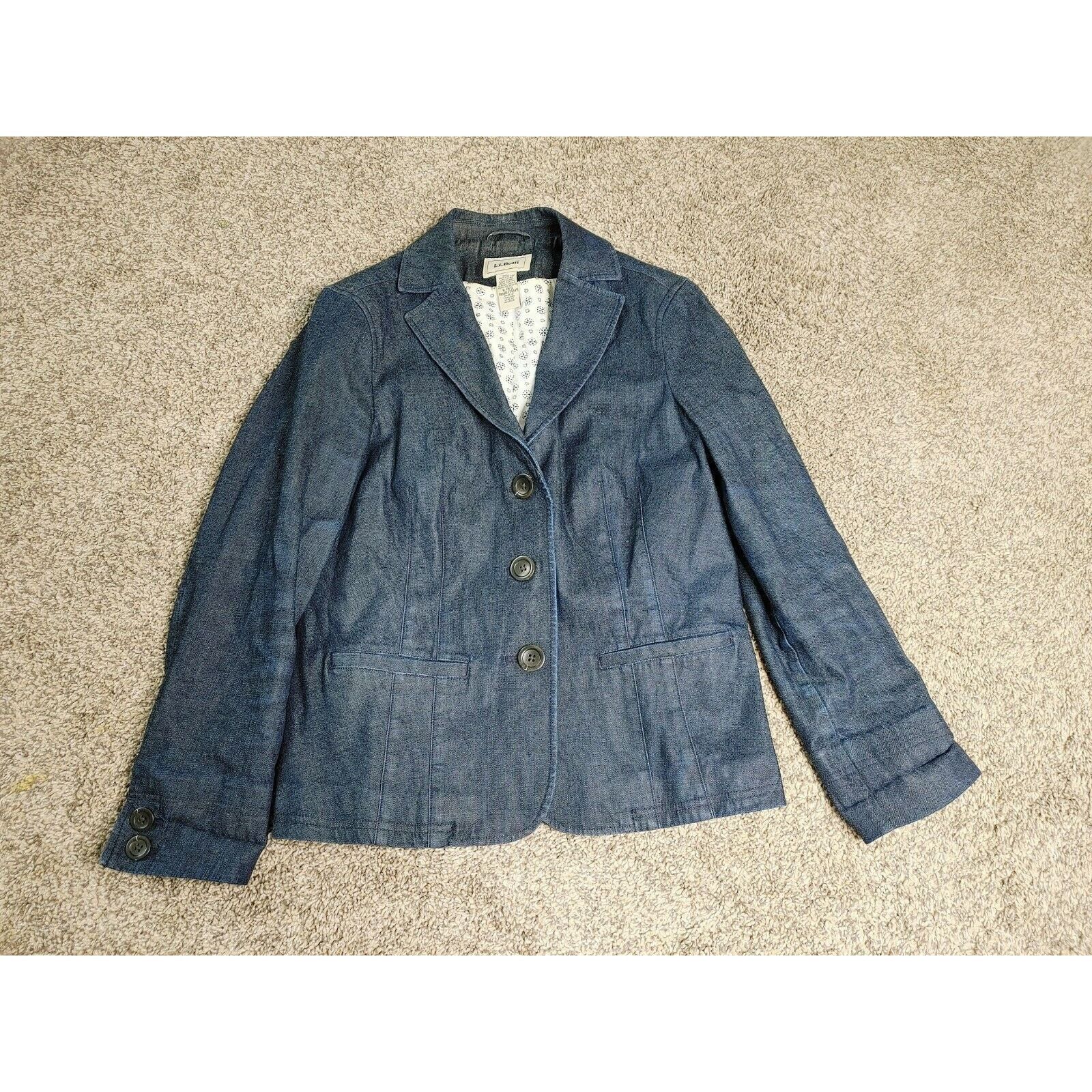 L.L. Bean LL Bean Dark Blue Denim Blazer Jacket Lined Womens Size 8 Size M / US 6-8 / IT 42-44 - 1 Thumbnail
