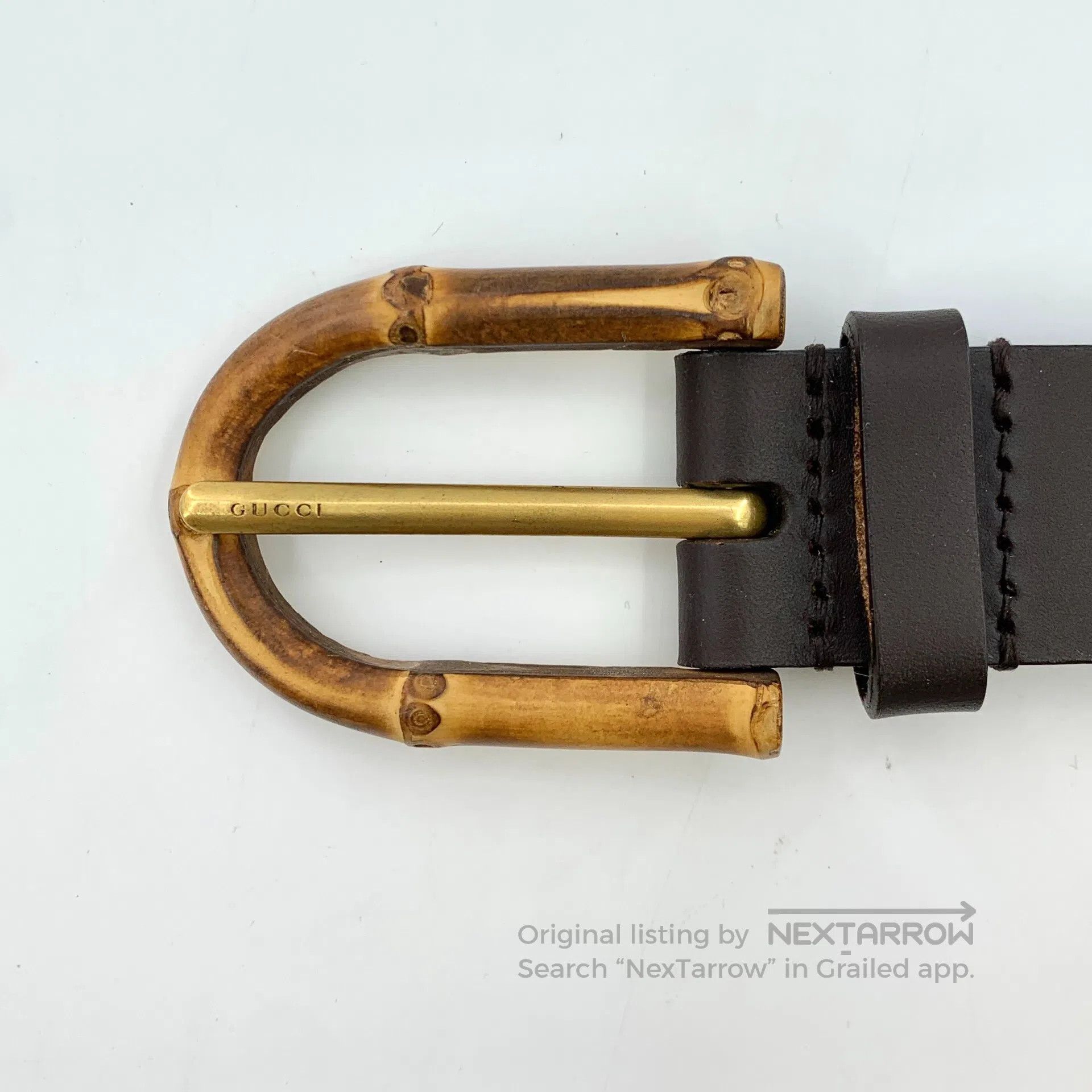 Gucci Guicci Dark Brown Knuckle Smooth Buckle Belt| Size ONE SIZE - 6 Thumbnail