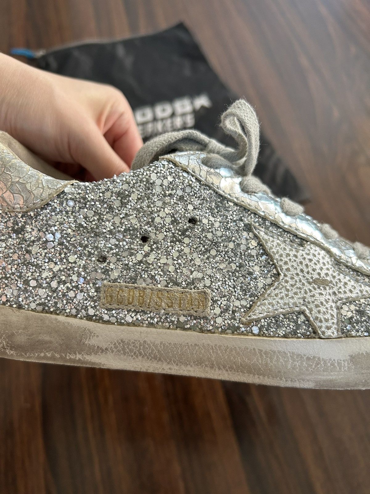 Golden Goose Golden Goose Superstar Silver Distressed Glitter Sneakers 38 Size US 8 / IT 38 - 4 Thumbnail