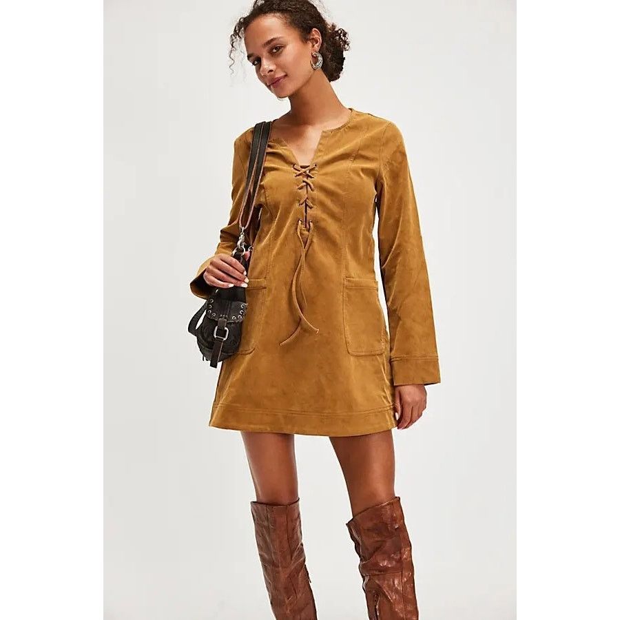 Free People New Bradley Faux Suede Shift Style Mini Dress $168 X-SMALL Size XS / US 0-2 / IT 36-38 - 1 Thumbnail