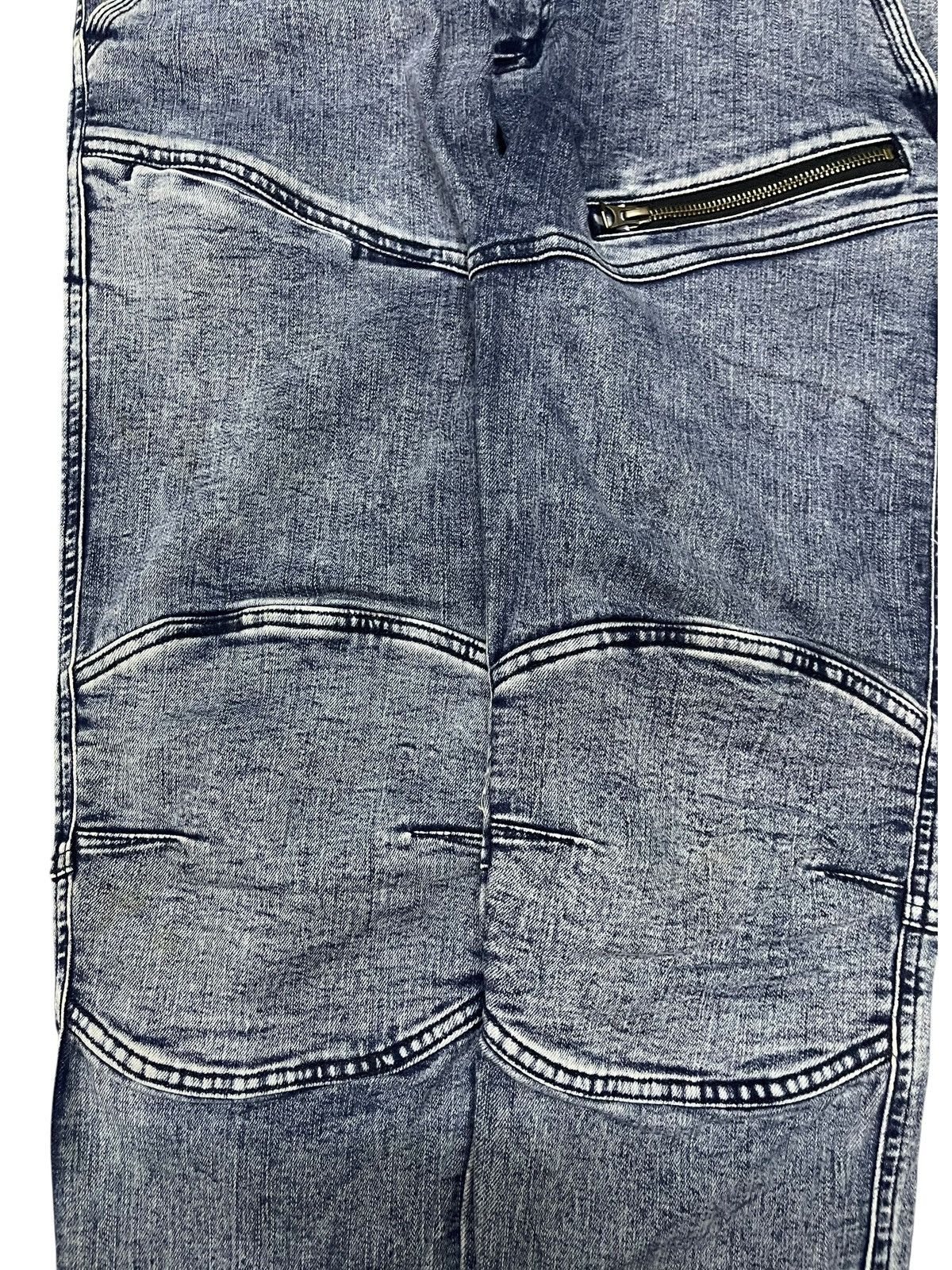 Balmain Next Workerz X Cordura Acid Wash Denim Padded Biker Pants Size US 33 - 3 Thumbnail