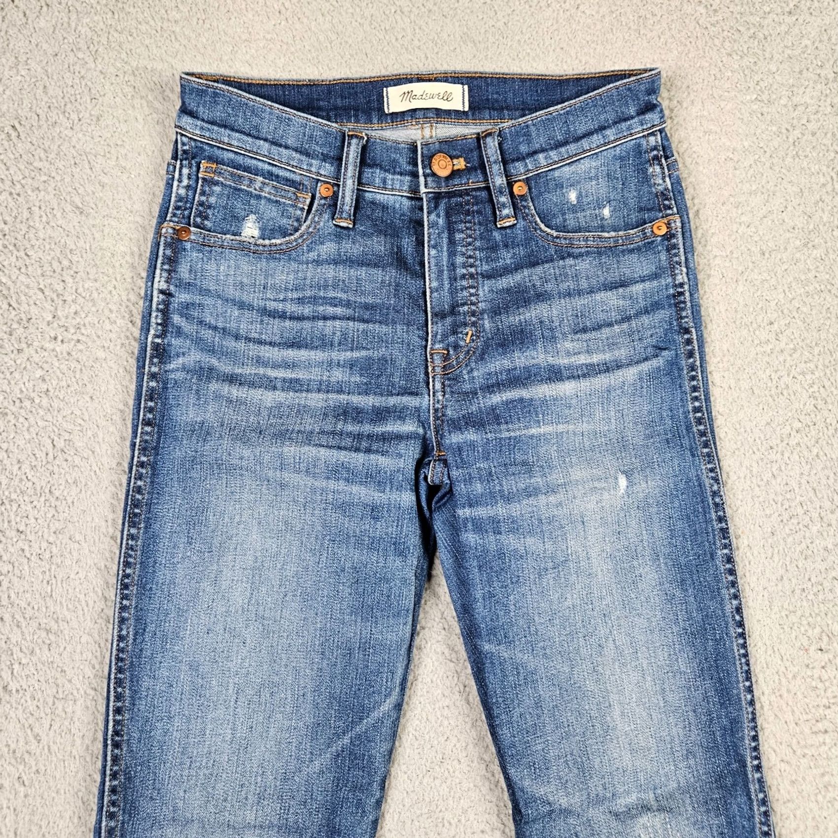 Madewell Madewell Jeans Womens 25 Blue Women High Riser Skinny distressed Raw Hem Size Size 42" / US 20 - 7 Thumbnail