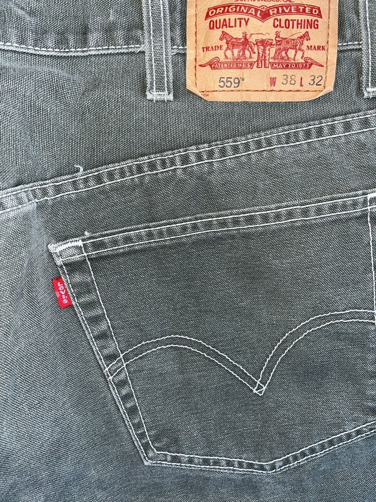 Levi's × Vintage Crazy Vintage 90’s Baggy Skater Wide Leg Green Levi’s Jeans Size US 38 / EU 54 - 4 Thumbnail