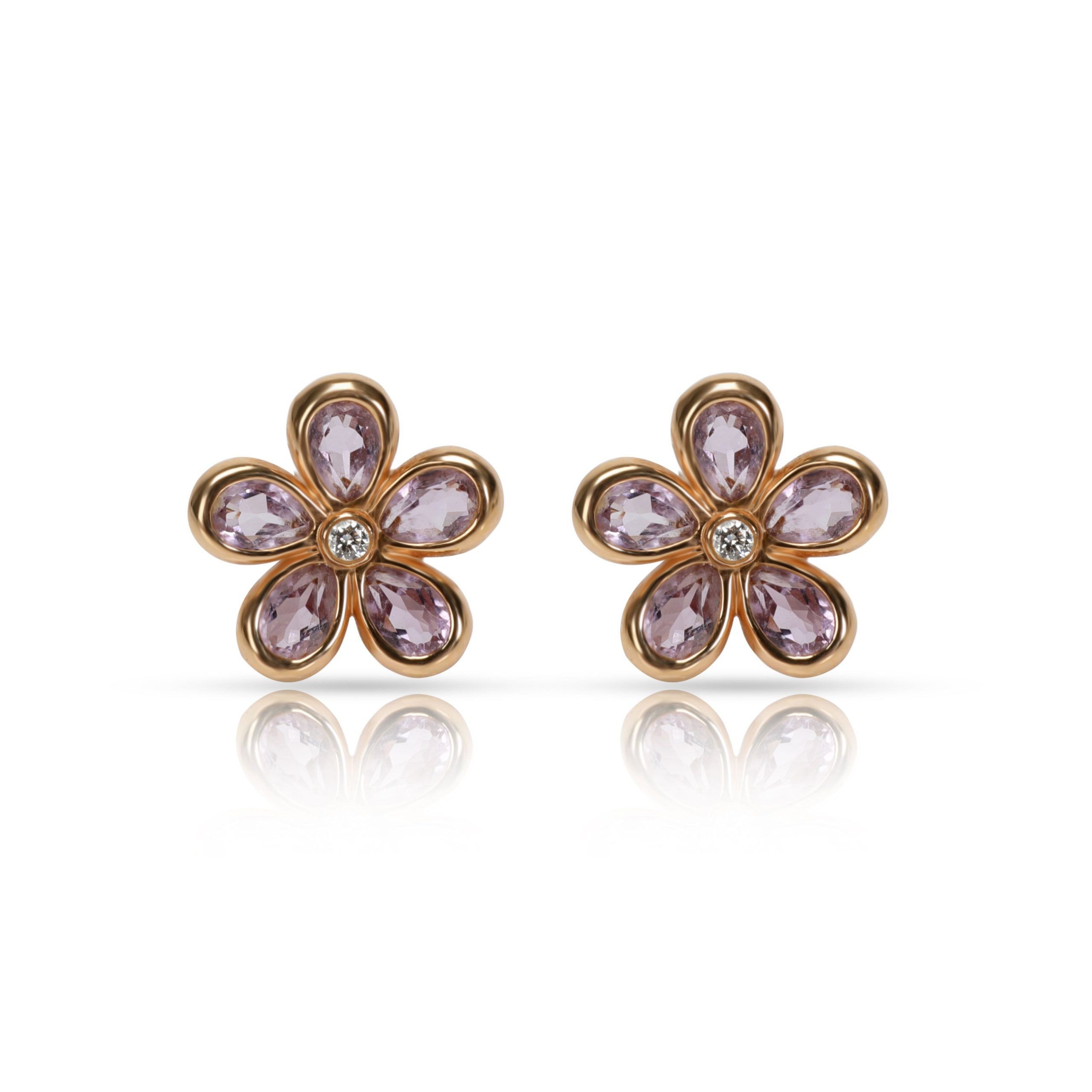 image of Tiffany Co Tiffany & Co. Tiffany Enchant Diamond Amethyst Earrings In 18K Rose Gold 0.03 Ct, Women'