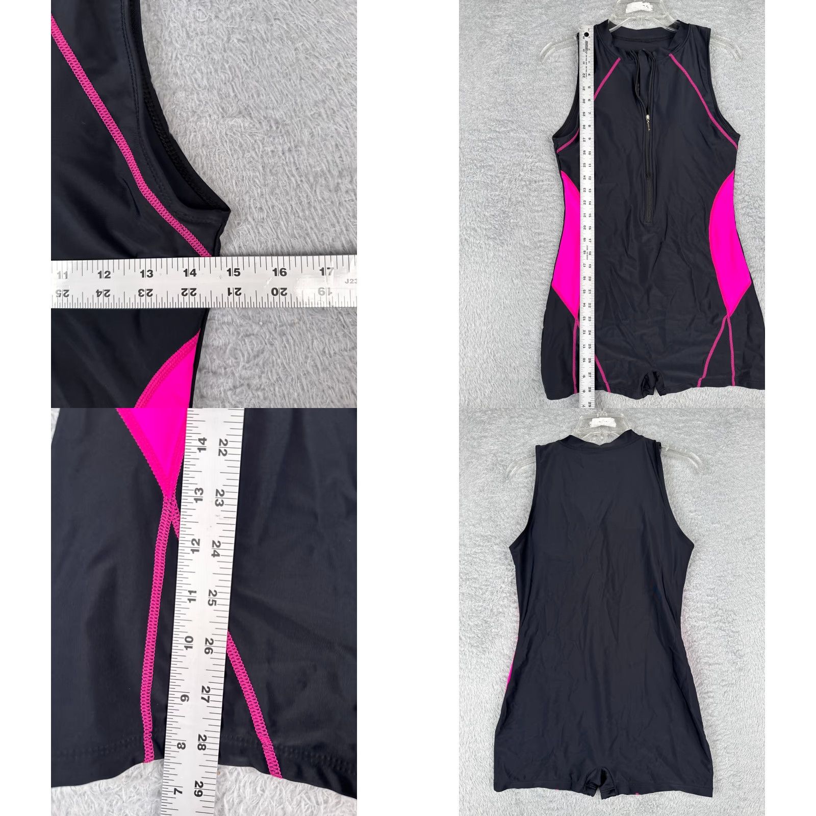 Vintage Swimsuit One Piece Black Sleeveless Sports Womens Medium Size ONE SIZE - 8 Thumbnail