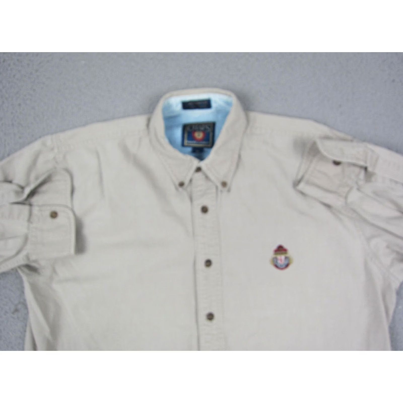 Chaps VINTAGE Chaps Shirt Mens M Beige Canvas Button-Down Crest 90s Ralph Lauren Shirt Mens Size US M / EU 48-50 / 2 - 2 Thumbnail