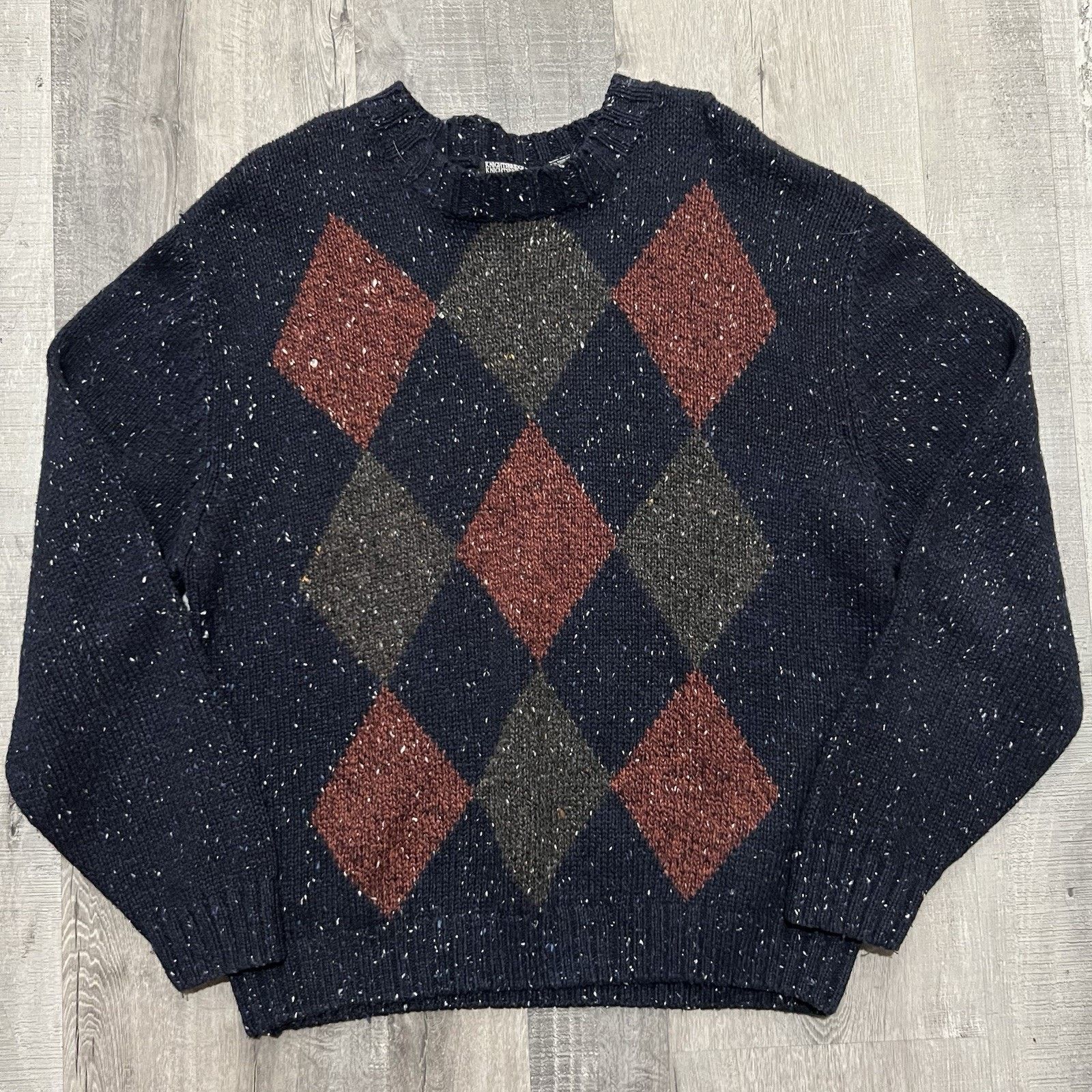 Other VTG Knightsbridge Argyle Knit Sweater Navy Preppy Speckled Size US XL / EU 56 / 4 - 1 Thumbnail