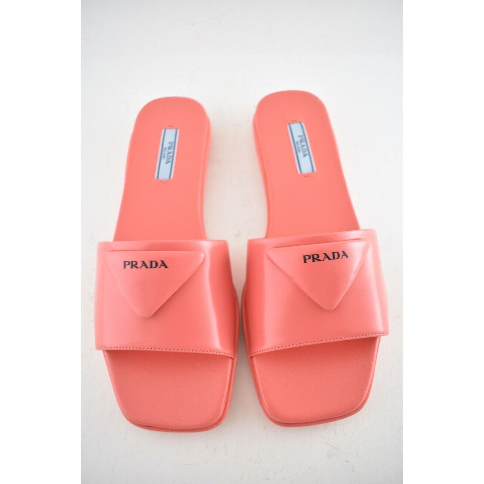 Prada Prada Corallo Red Rubber Leather Triangle Logo Slide Sandal Size US 6.5 / IT 36.5 - 8 Thumbnail