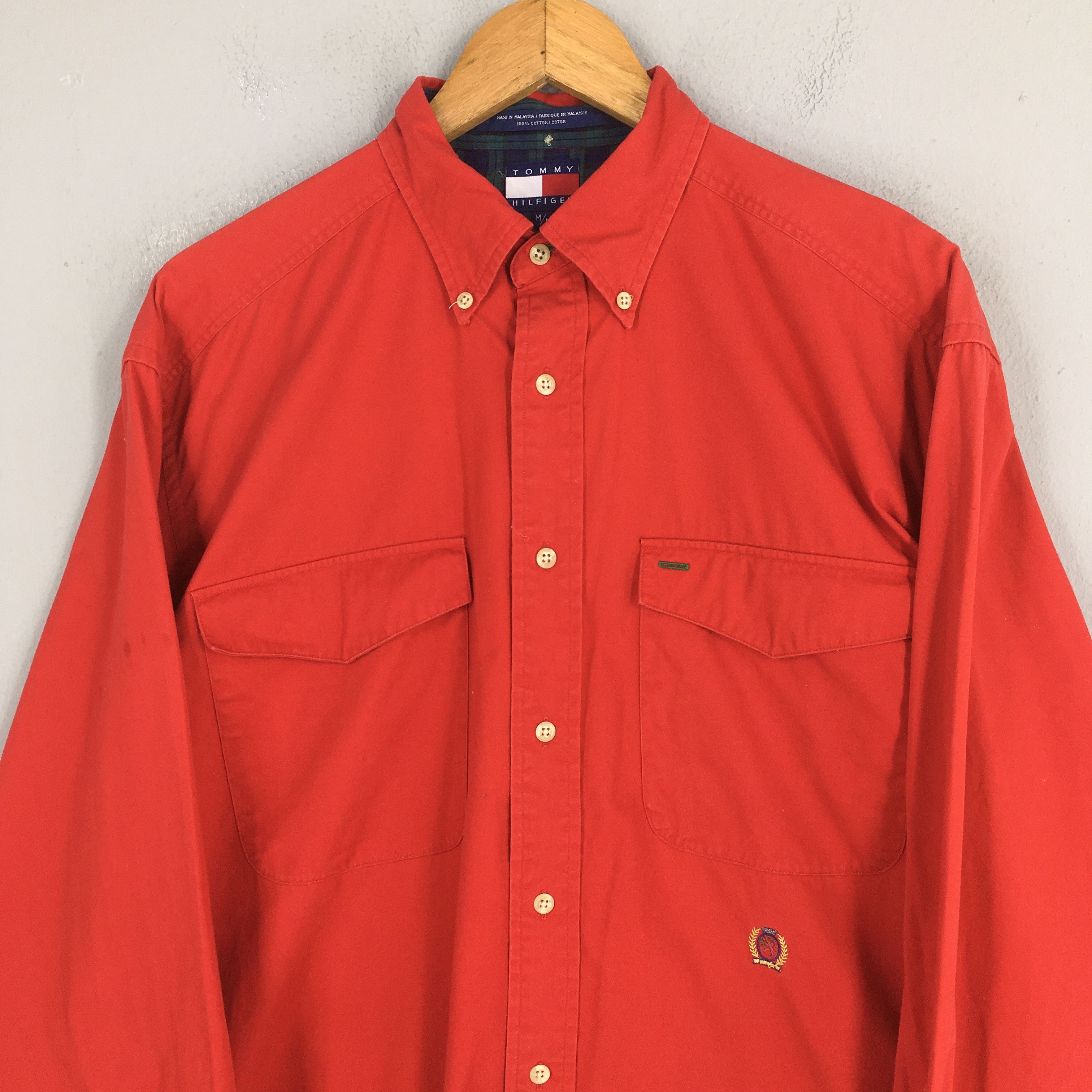 Tommy Hilfiger Vintage 90s Tommy Hilfiger Plain Red Casual Oxfords Medium Size US M / EU 48-50 / 2 - 2 Thumbnail