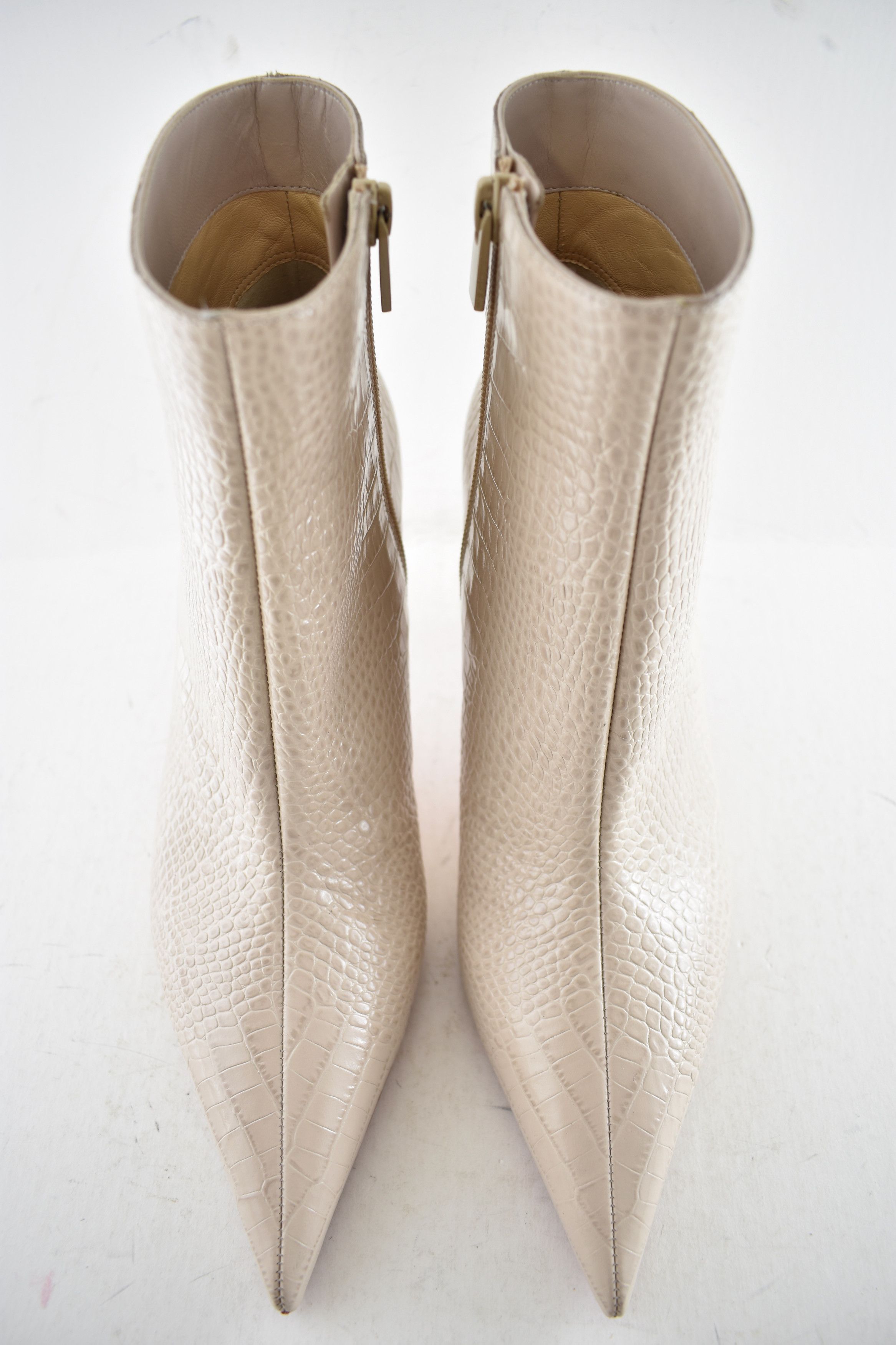 Christian Louboutin Miss Z Booty 80 Pearl Beige Croc Short Ankle Heel Boot 40 Size US 10 / IT 40 - 11 Thumbnail