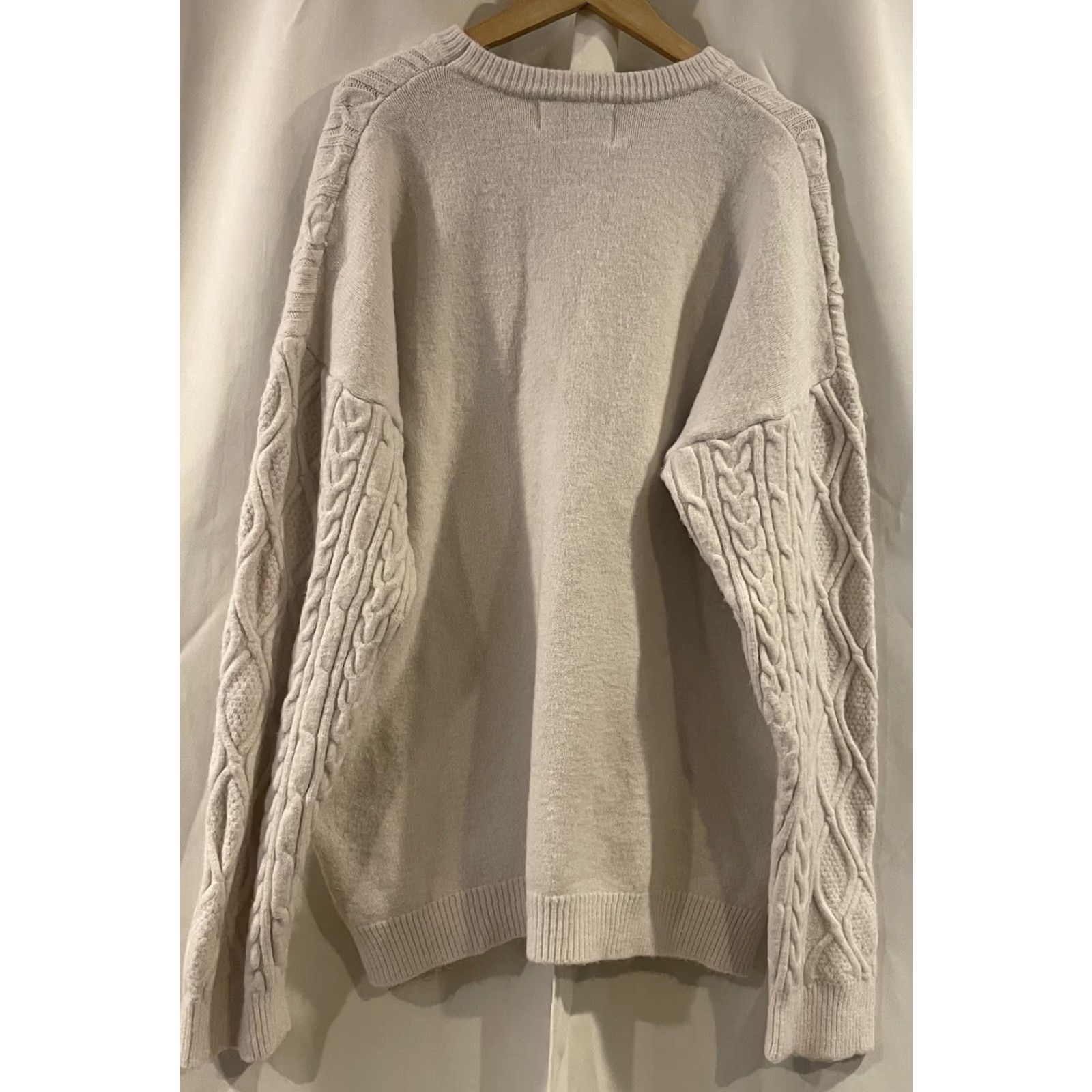 Vintage Aelfric Eden Womens Oversized Ivory Fisherman Cable Knit Sweater 2XL Crew Neck Pullover Knit Crew Neck Wool Blend Cream Women Sweater Size XXL / US 16-18 / IT 52-54 - 3 Thumbnail