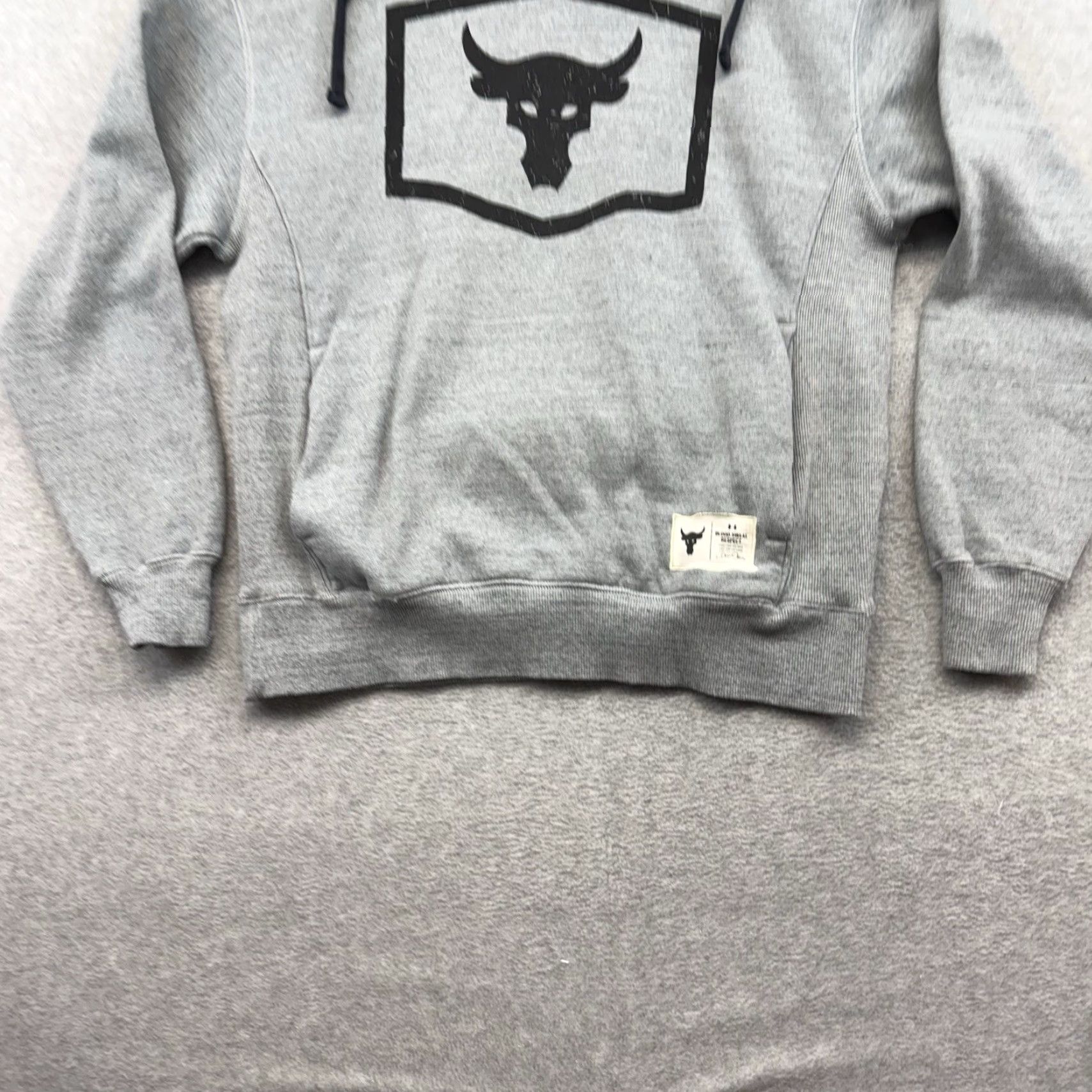 Under Armour Under Armour Project Rock Hooded Sweatshirt Mens Medium Gray Cotton Polyester Fleece Graphic Print Pockets Pullover Size US M / EU 48-50 / 2 - 2 Thumbnail