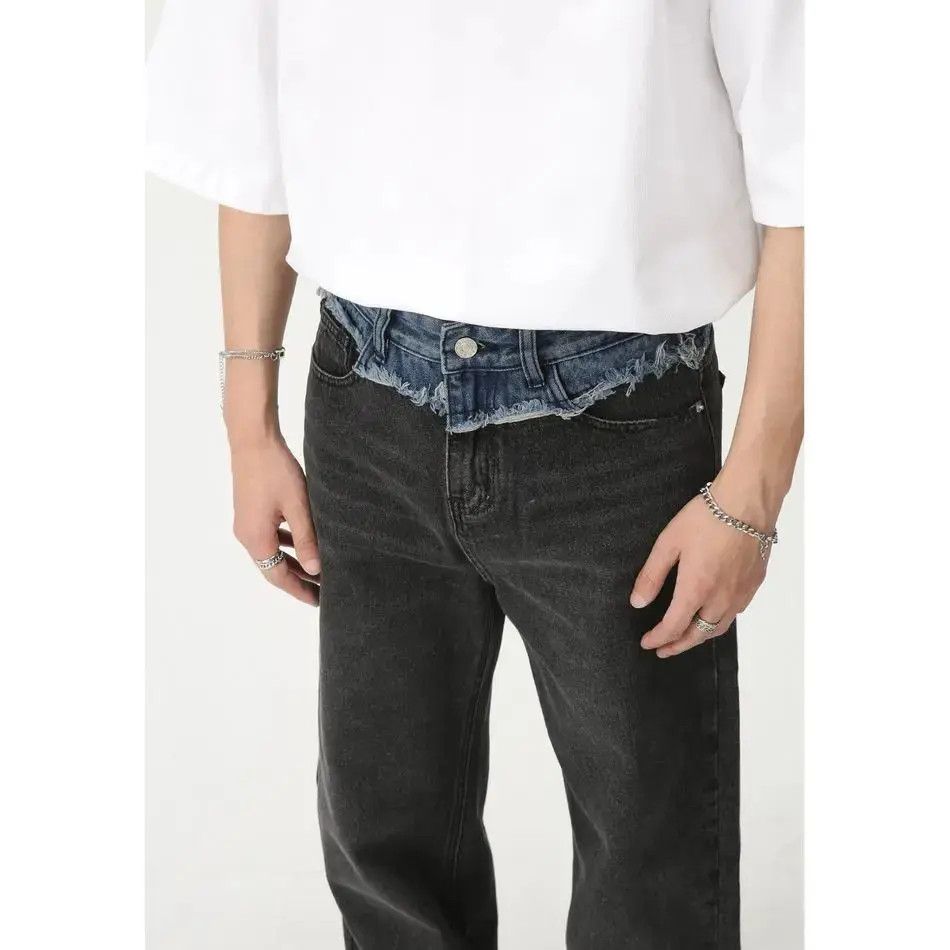 Japanese Brand Retro loose wide leg patchwork jeans Size US 32 / EU 48 - 4 Thumbnail