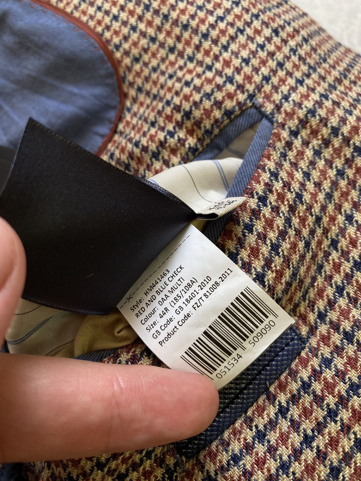 Hackett Hacket London Robert Noble Red/Blue Check Silk/Linen Blazer Size 44R - 15 Thumbnail