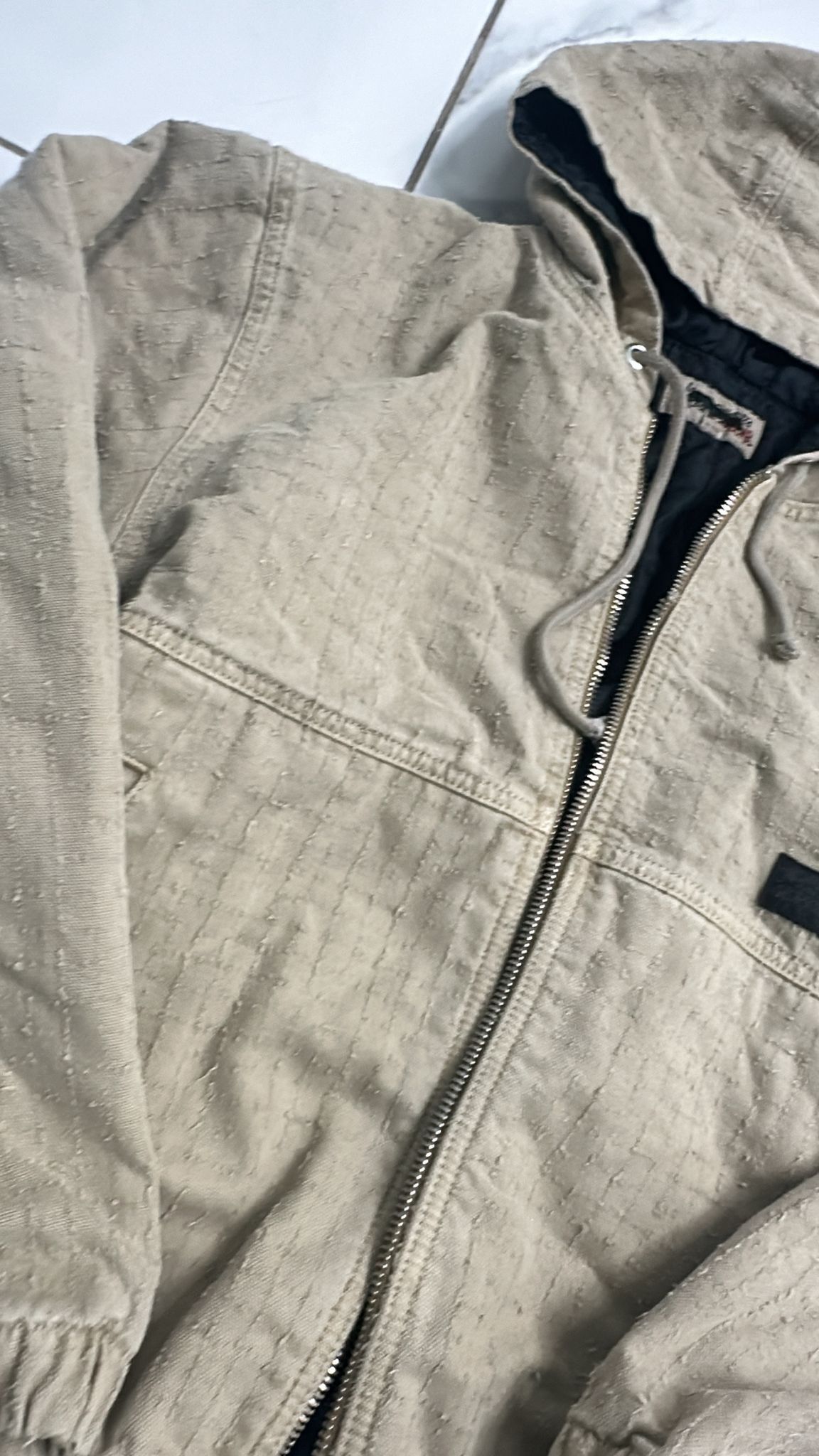 Stussy × Vintage Stussy Work Canvas Needle Punch Jacket Khaki Size Medium Size US M / EU 48-50 / 2 - 5 Thumbnail