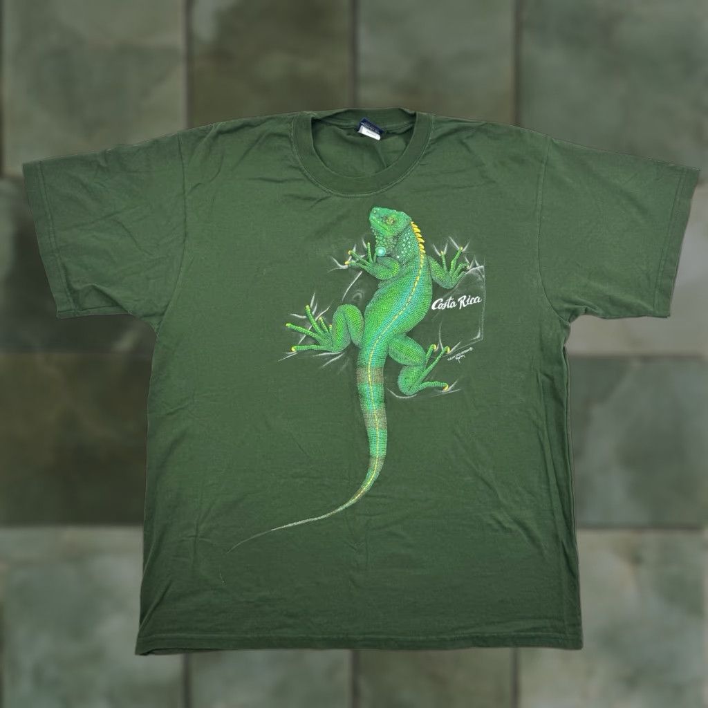 Vintage VINTAGE Tucan Tico Lizard T-Shirt Adult Large Green Nature Animals 90s Y2K Mens Size US L / EU 52-54 / 3 - 1 Thumbnail