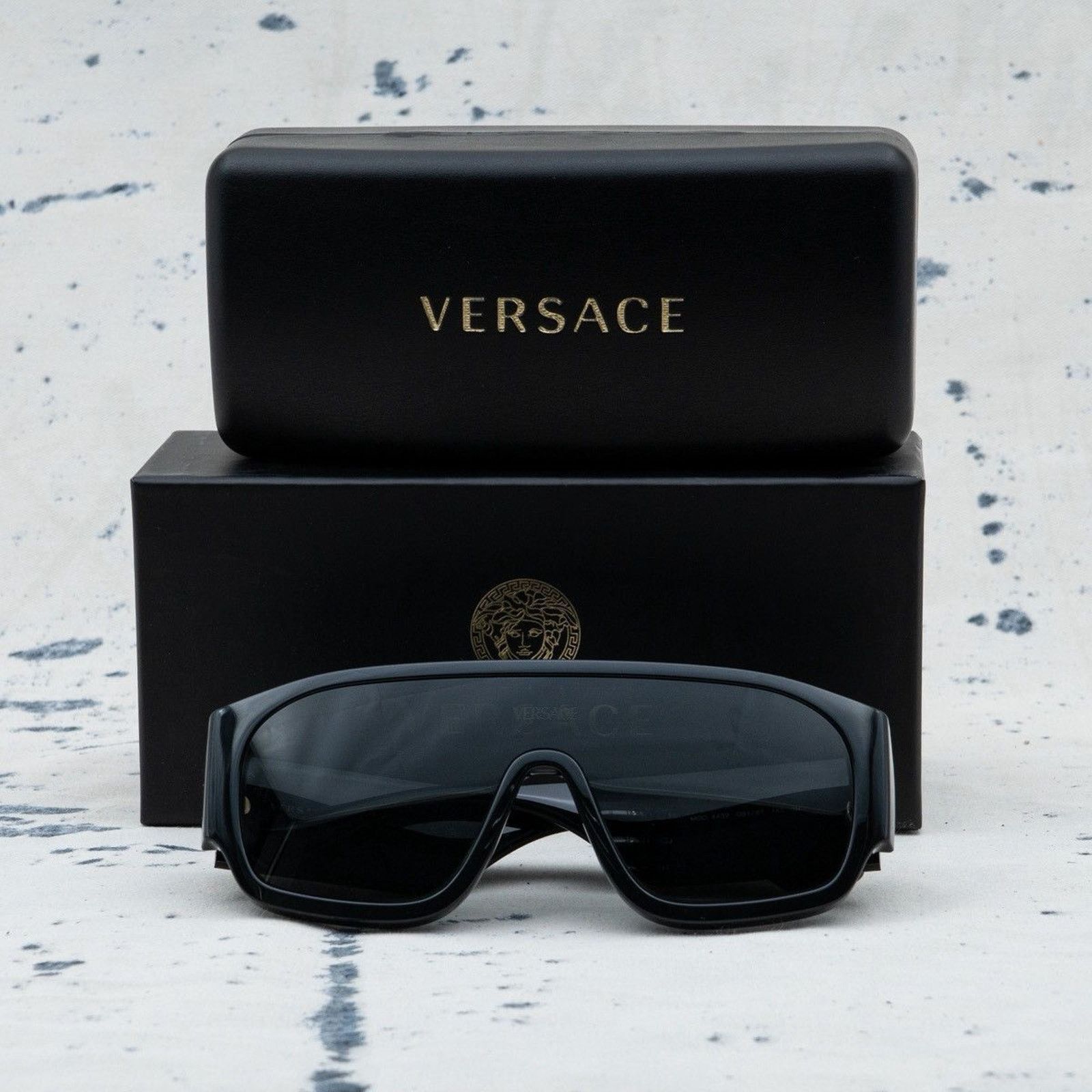 Versace Versace gold signature logo black shield sunglasses Size ONE SIZE - 8 Thumbnail