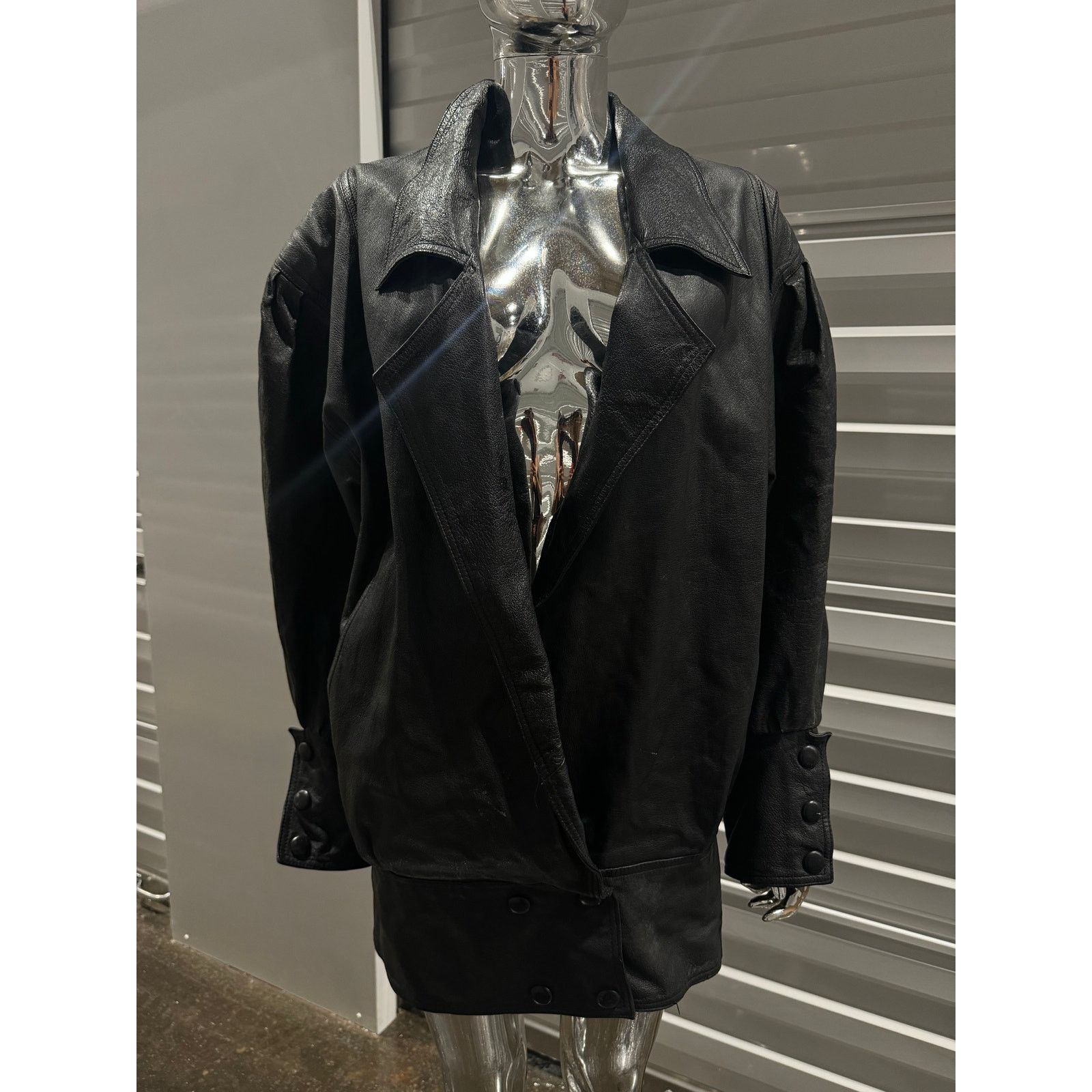 Vintage VTG LEATHER COAT Size XL / US 12-14 / IT 48-50 - 3 Thumbnail