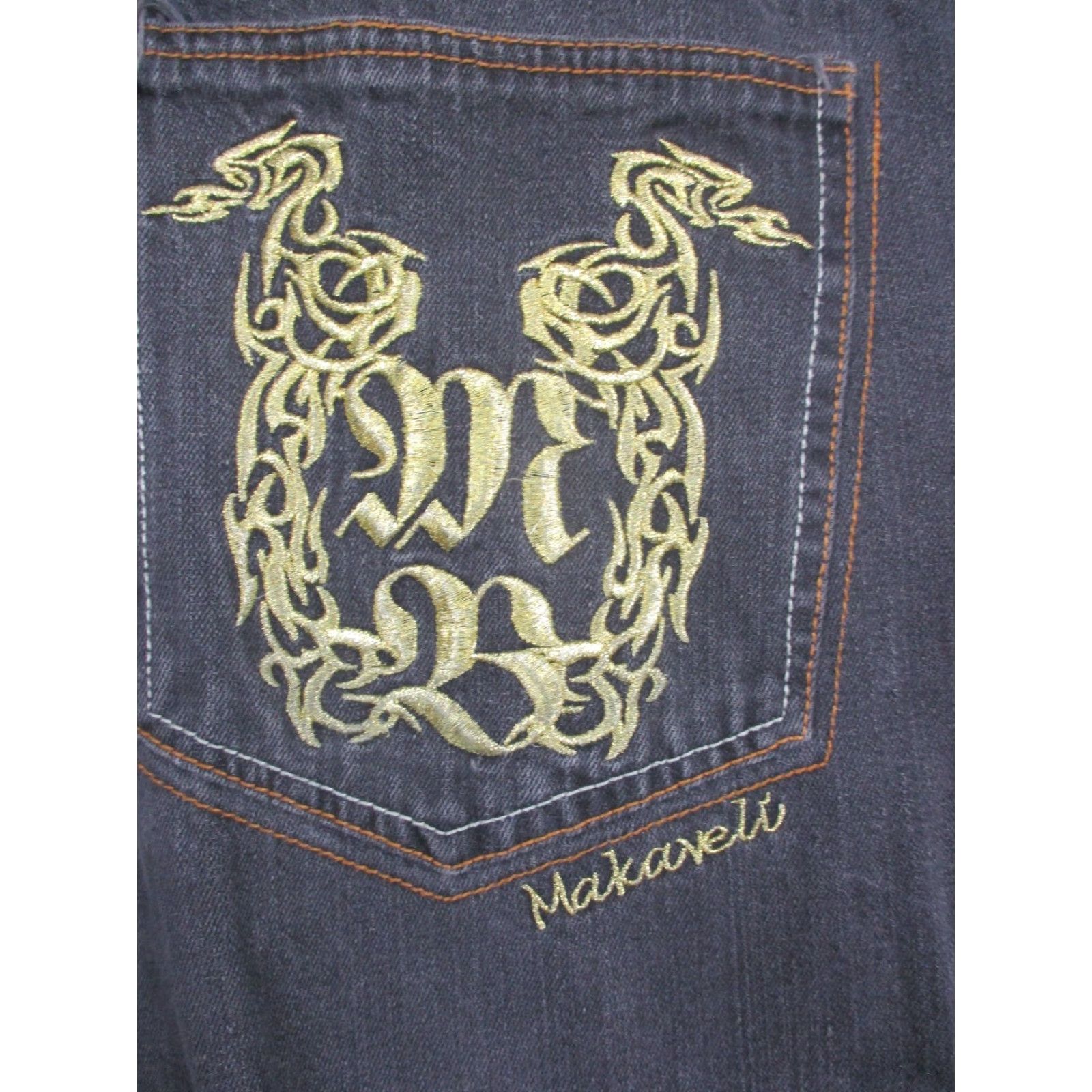Vintage Makaveli Branded Jeans Mens 40 Gray Embroidered Pockets Hip Hop Y2K Streetwear Jeans Mens 40 Gray Embroidered Pockets Hip Hop Streetwear Size US 40 / EU 56 - 3 Thumbnail