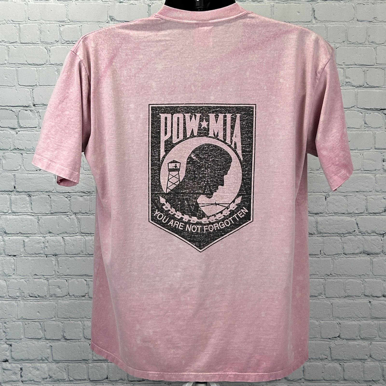 Jerzees Vintage 90s US Army POW-MIA T Shirt Military Pink Large Size US XL / EU 56 / 4 - 3 Thumbnail