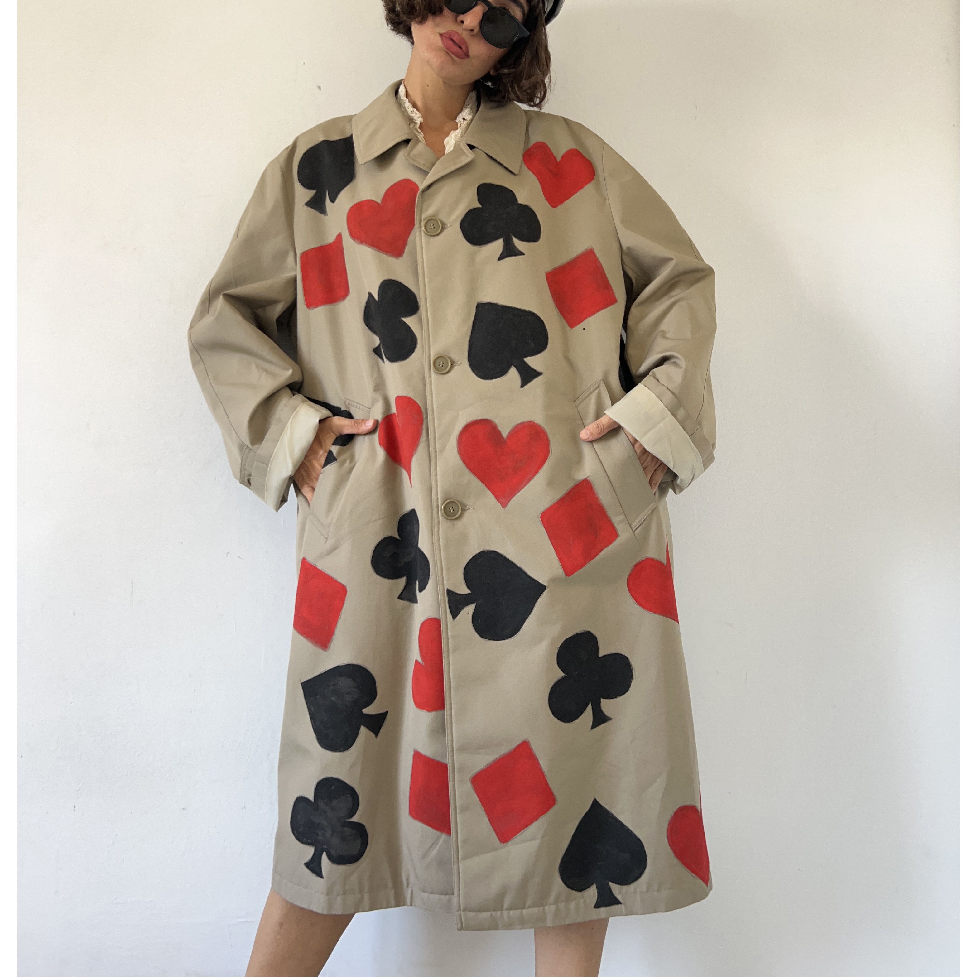 Custommade Custom poker joker print unisex vintage trench coat Size ONE SIZE - 3 Thumbnail