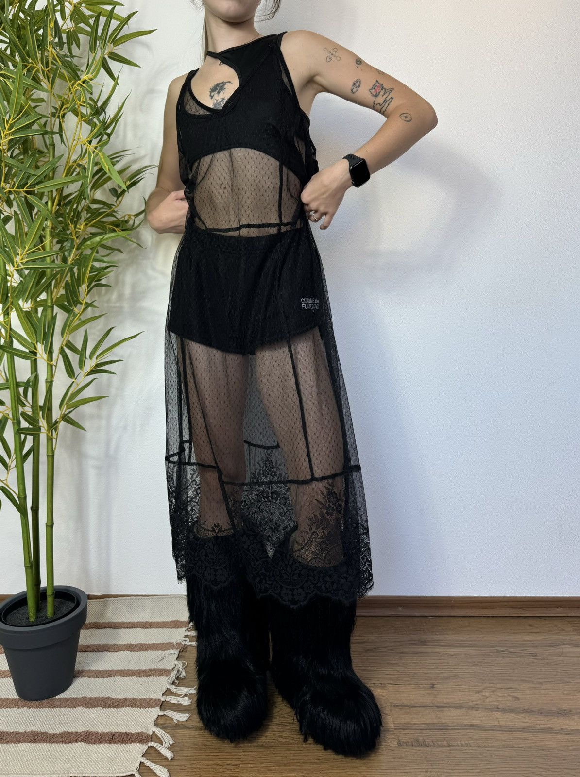 Vintage VINTAGE FULL MESH 2000s RUFFLES MAXI DRESS Size M / US 6-8 / IT 42-44 - 1 Thumbnail