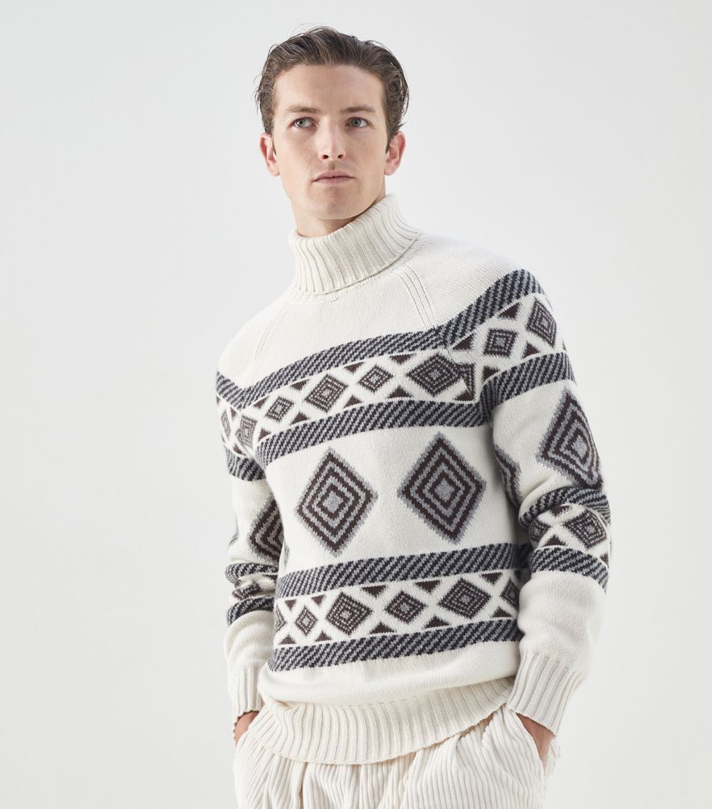 Brunello Cucinelli o1w1db10924 Cashmere Turtleneck in White Size US XS / EU 42 / 0 - 1 Thumbnail