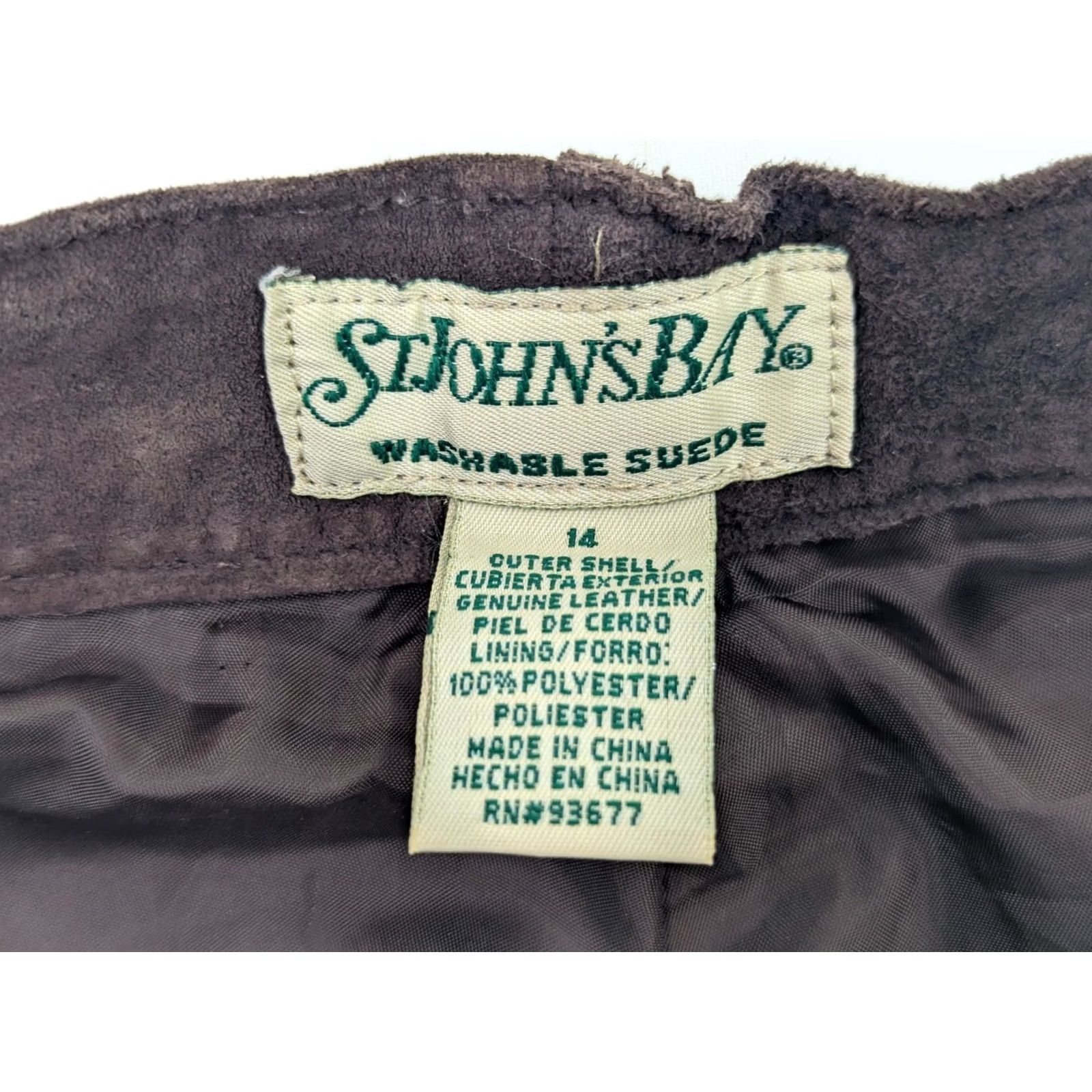 Vintage VINTAGE St. John's Bay Washable Suede Leather Straight Pants Women 14 (32x29) Brown Size 36" / US 14 / IT 50 - 7 Thumbnail