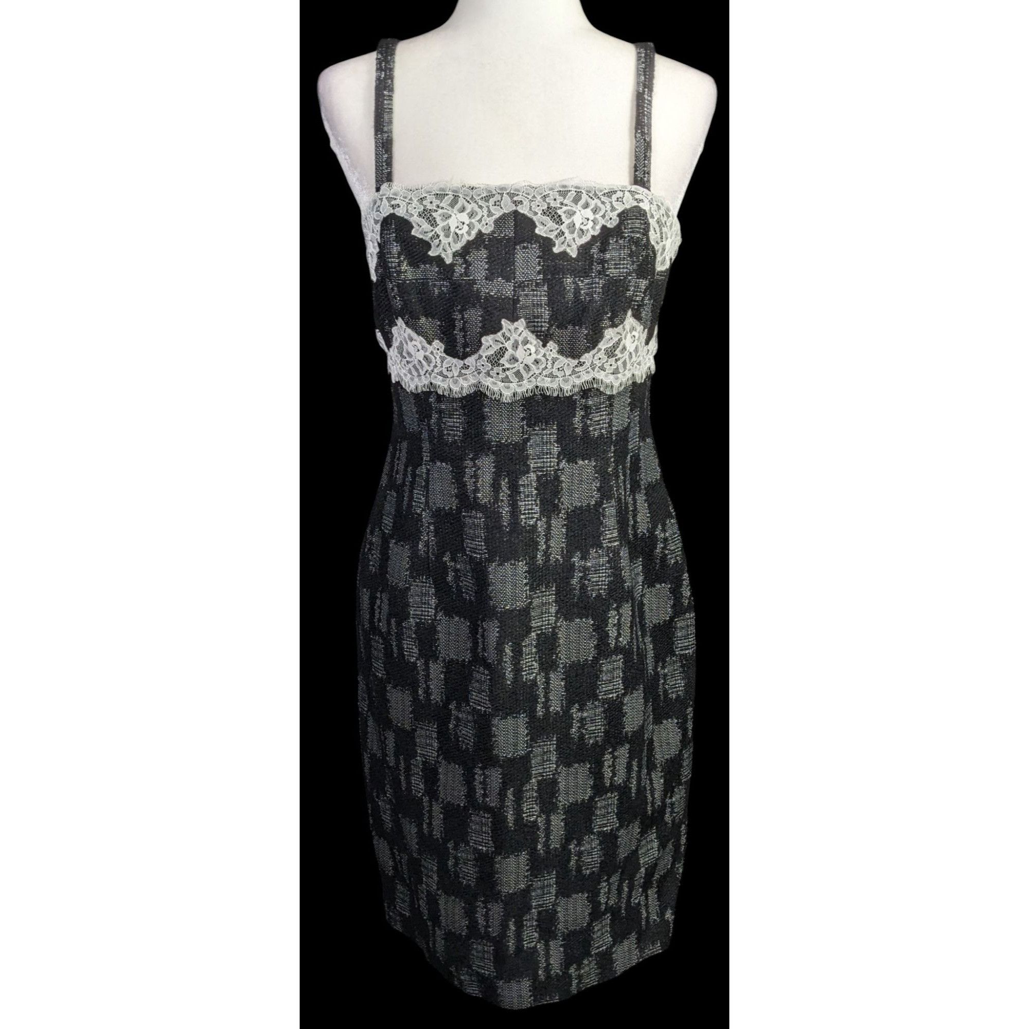 Other W By Worth Corporate Goth Black White Tweed Lace Trim Bustie Size M / US 6-8 / IT 42-44 - 1 Thumbnail