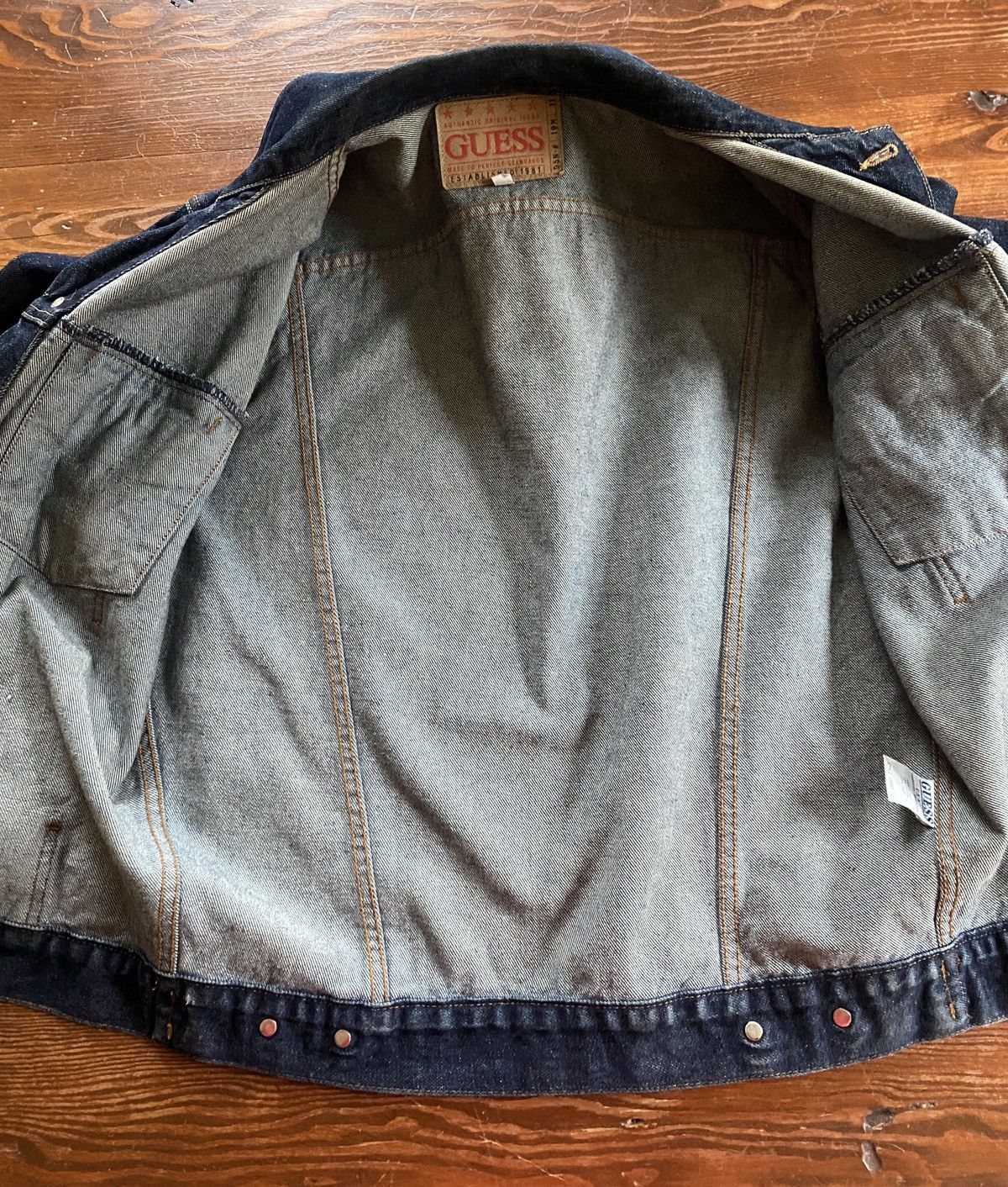 Guess × Vintage Vintage 80’s Guess Dark Blue Denim Jean Jacket Size US S / EU 44-46 / 1 - 8 Thumbnail