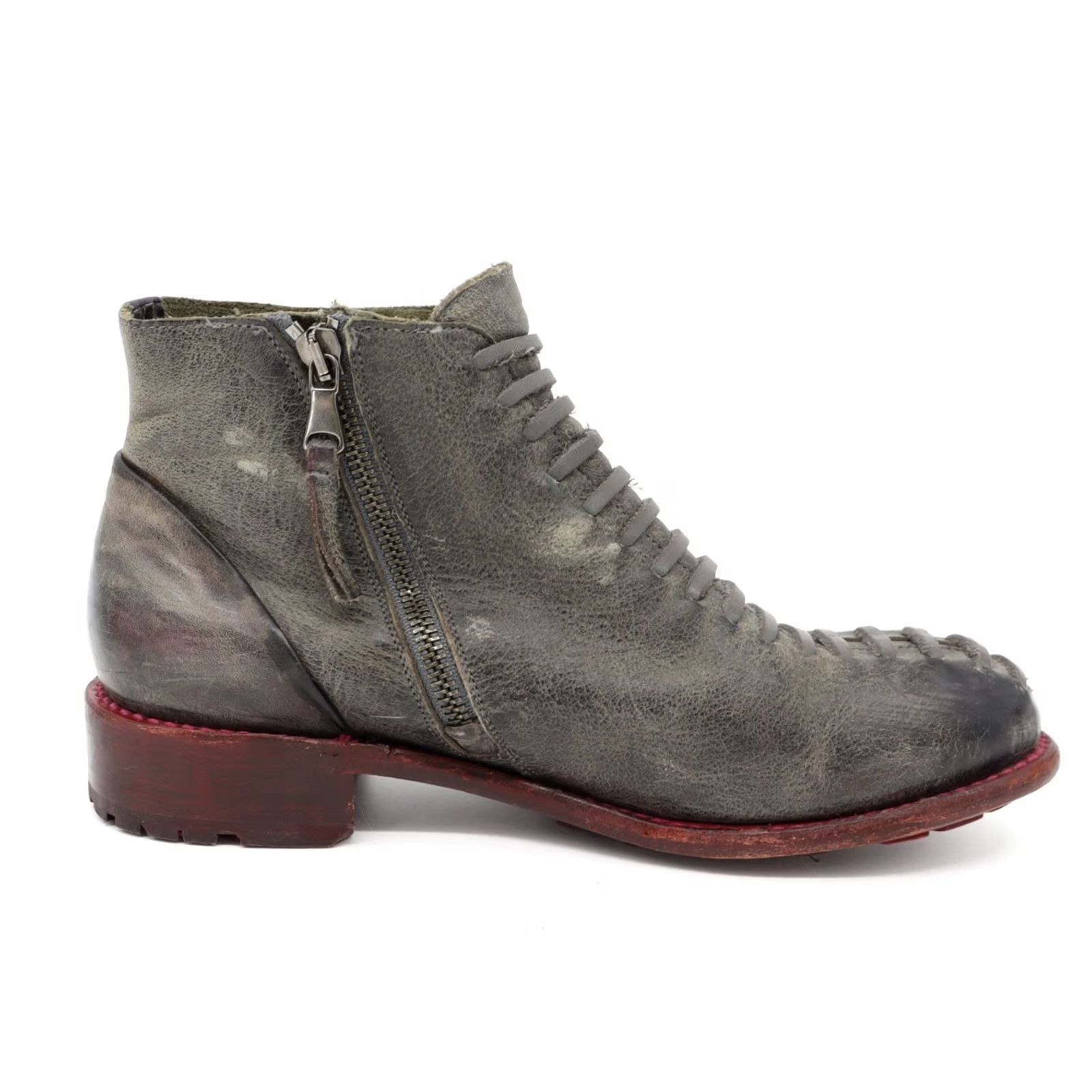 John Fluevog John Fluevog Babette Women's Ankle Boots Gray Leather Moto Biker Sz 8W Size US 8 / IT 38 - 3 Thumbnail