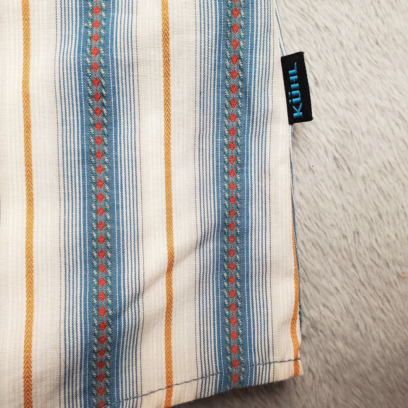 Vintage Kuhl Shirt Mens 2XL Blue Green Stripe Performance Blend Short Sleeve Outdoors Plaid Button-Up Pocketed Casual Mens Size US XXL / EU 58 / 5 - 6 Thumbnail