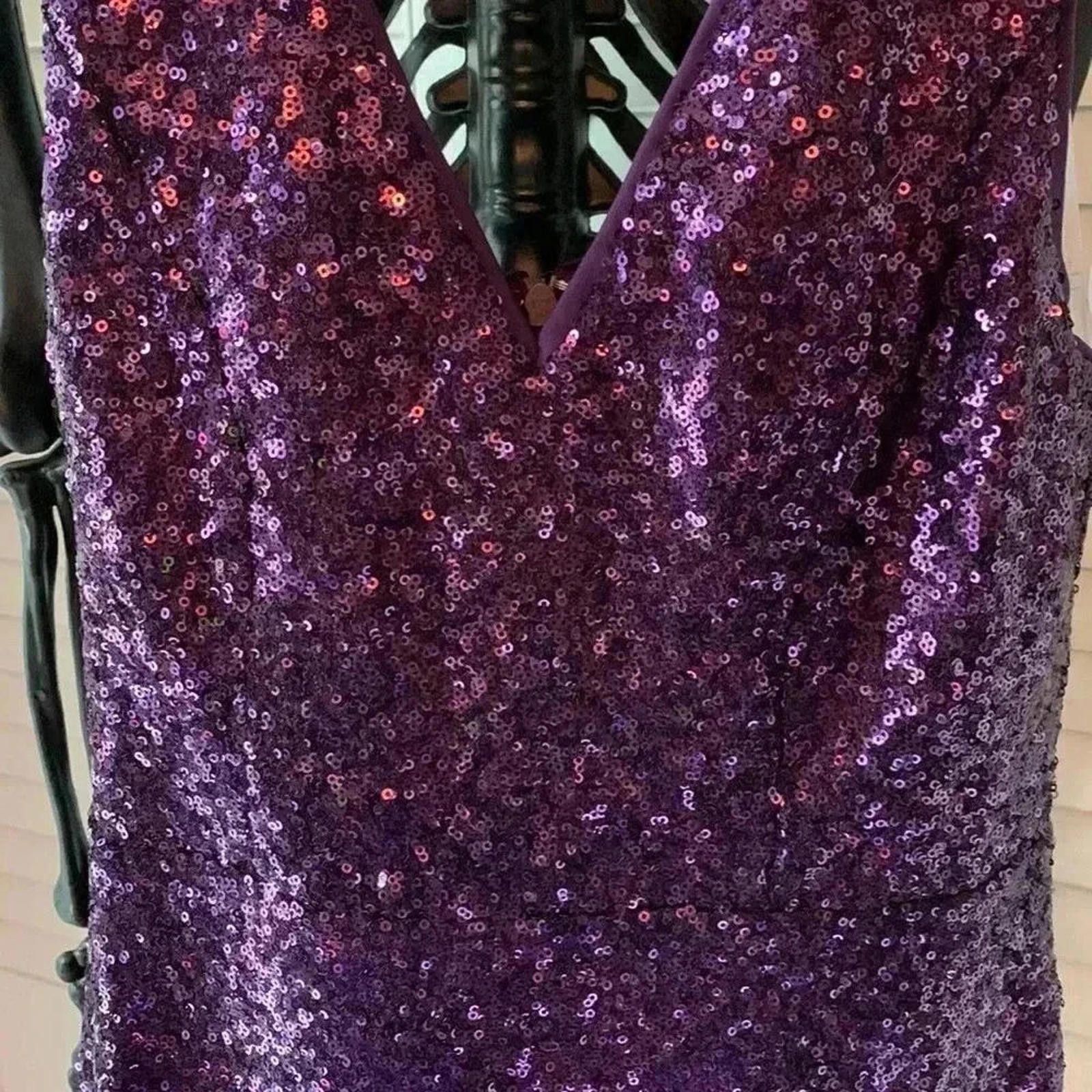 Designer Stunning Purple Sequin Dress - Perfect for Parties! Size S / US 4 / IT 40 - 4 Thumbnail