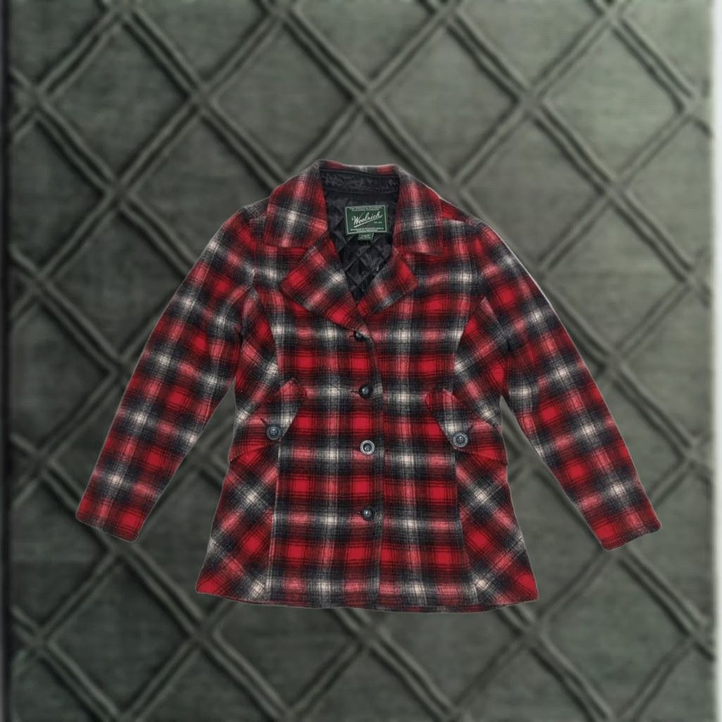 Vintage Woolrich Red Plaid Jacket Womens Medium Wool Quilted Overcoat Winter Outdoor Western Size M / US 6-8 / IT 42-44 - 1 Thumbnail
