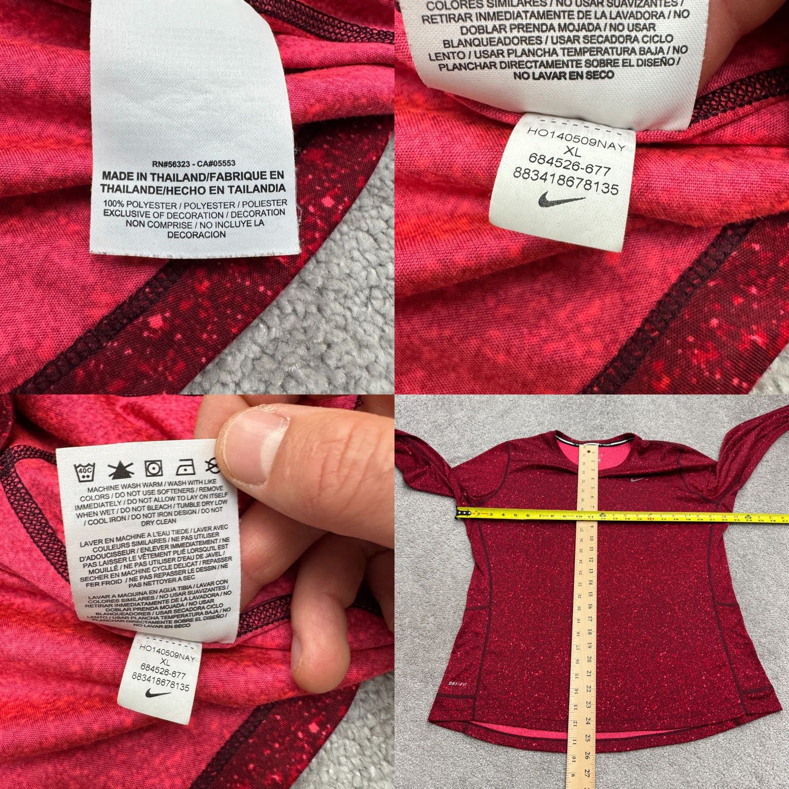 Nike Nike Dri-Fit Long Sleeve Active T-Shirt Mens XL Heather Red Crew Neck NWT Size US XL / EU 56 / 4 - 8 Thumbnail