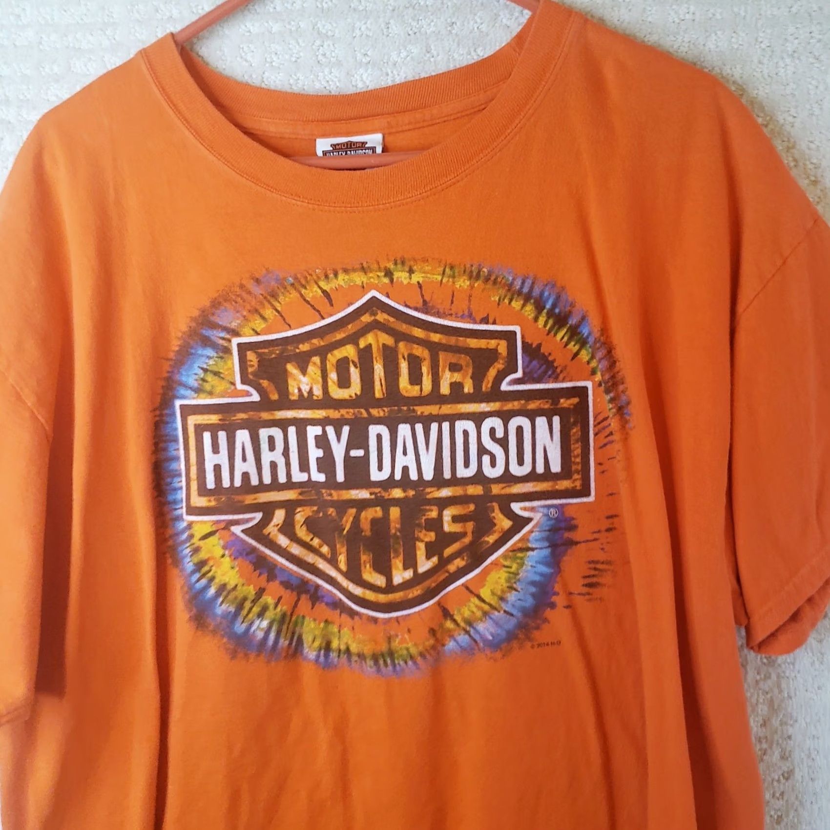 Harley Davidson Harley-Davidson Orange Tie Dye Starburst T-Shirt XL Adult Orange Motorcycle Mens Size US XL / EU 56 / 4 - 2 Thumbnail
