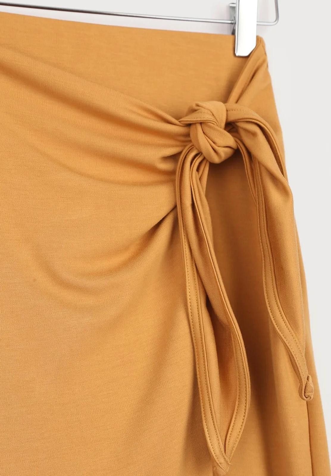 Lulus LULUS Side-Tie Midi Skirt in Mustard Yellow (SMALL) Size 28" / US 6 / IT 42 - 7 Thumbnail