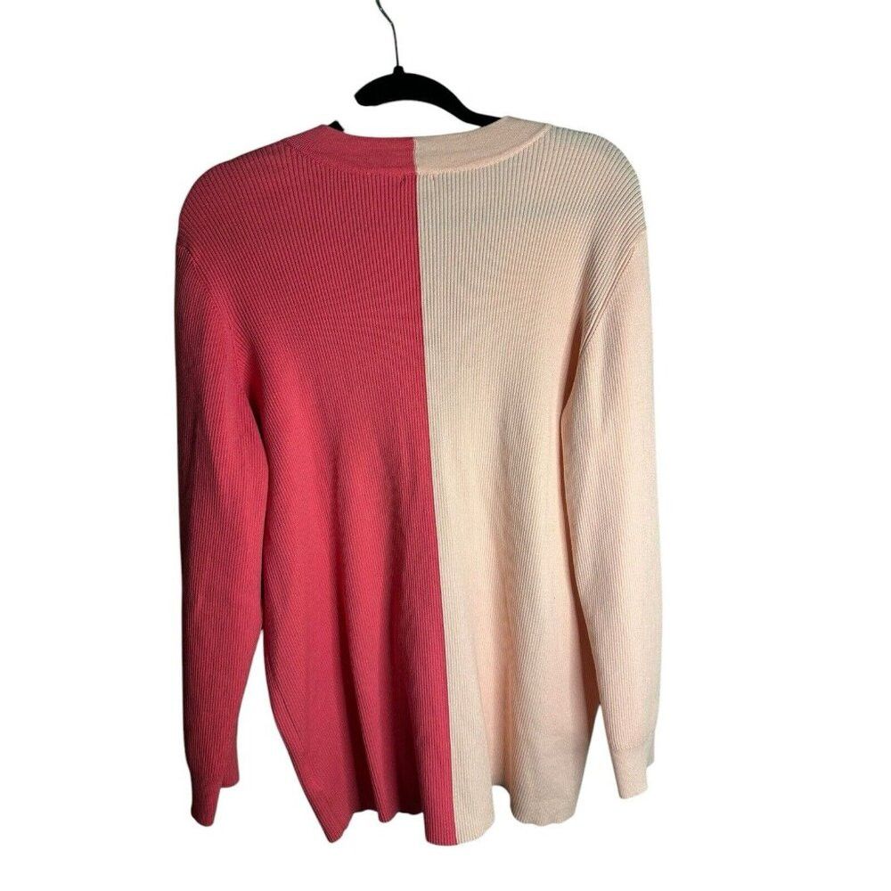 Anne Klein Anne Klein Women's Plus 3X Colorblock Pink Ribbed Cardigan Size 3XL / US 20-22 - 2 Thumbnail