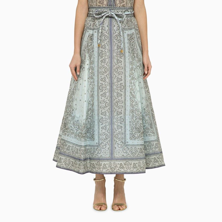 image of Zimmermann O1D2Blof0124 Skirt In Light Blue, Women's (Size 30)