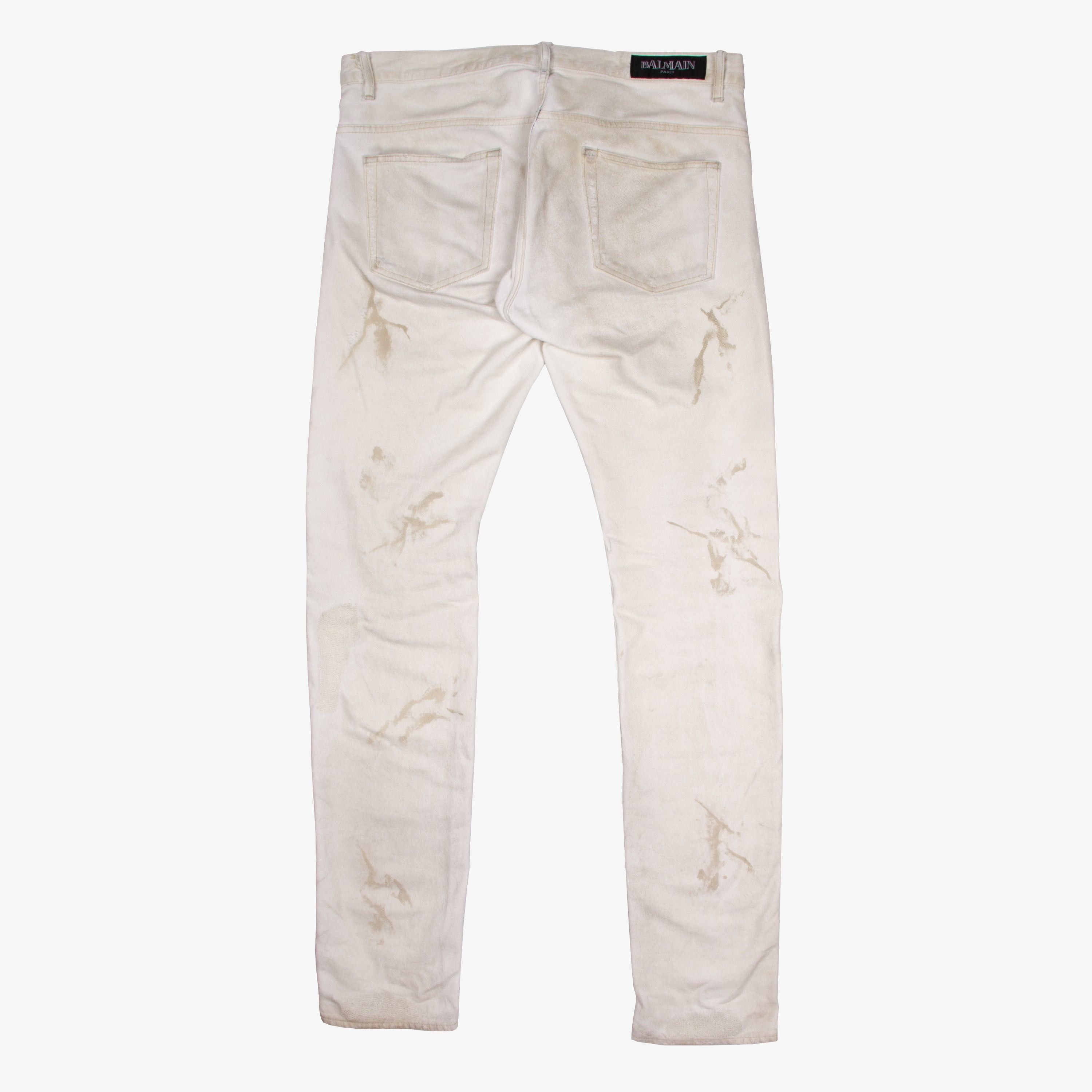 Balmain BALMAIN WHITE DISTRESSED DENIM Size US 31 - 4 Thumbnail