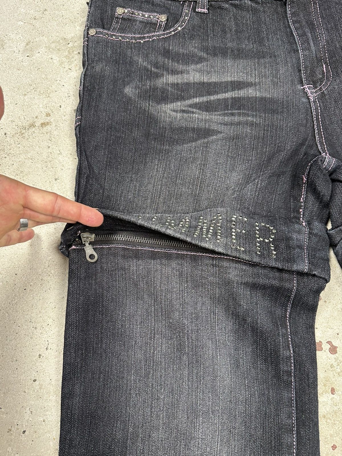 If Six Was Nine Vintage Y2K Baggy Rhinestones Jeans Denim Jorts Shorts Size US 34 / EU 50 - 6 Thumbnail