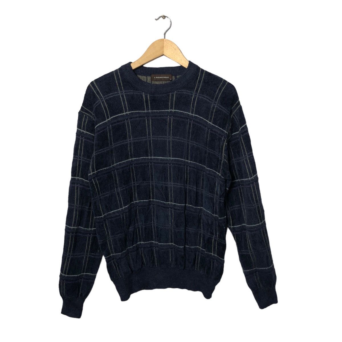 image of Aran Isles Knitwear x Coloured Cable Knit Sweater Vintage Lindbergh Crewneck Plaid Knitwear Sweater