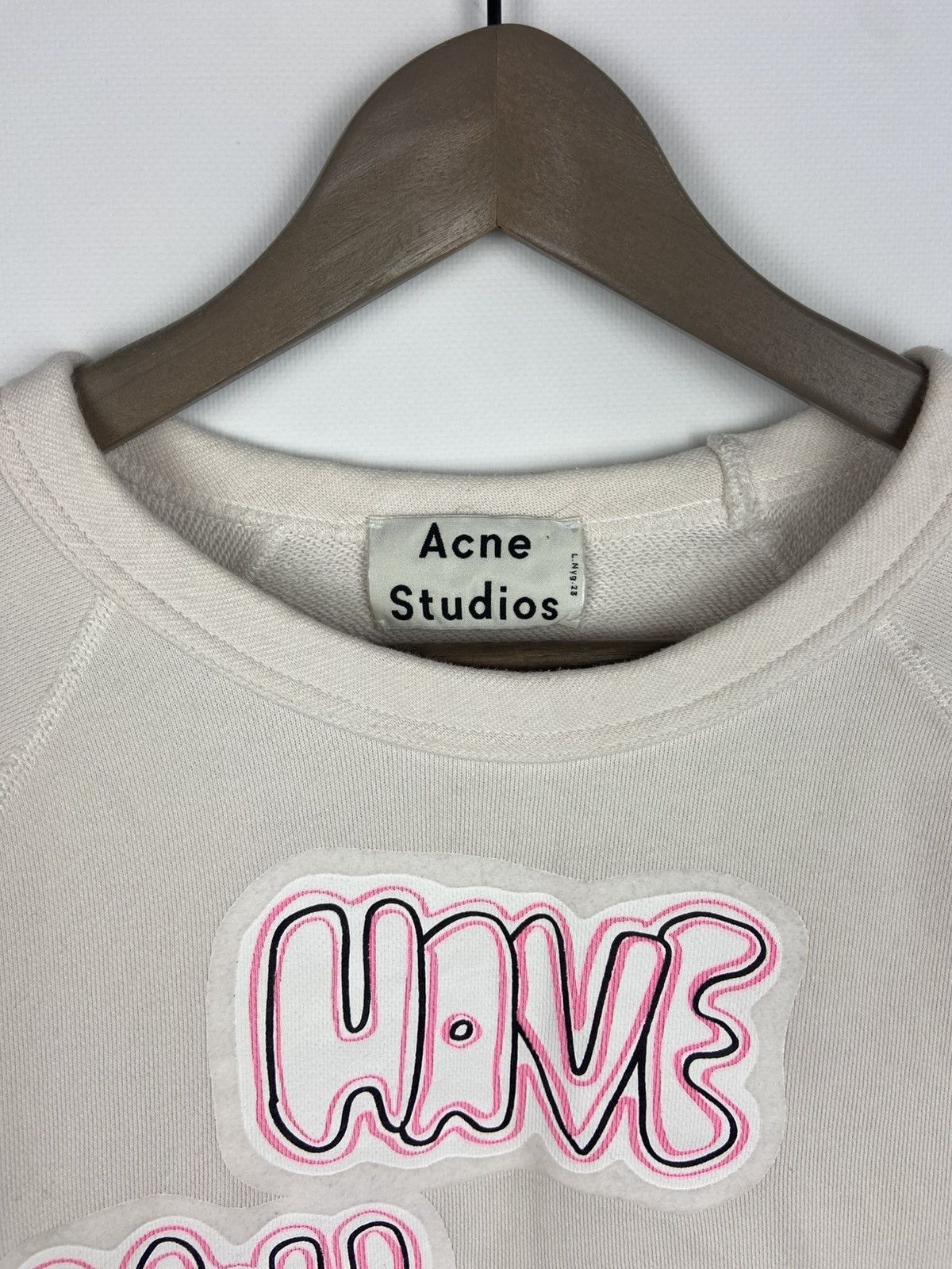 Acne Studios Acne Studios White Men's College Print Sweatshirt Sz S Size US S / EU 44-46 / 1 - 3 Thumbnail