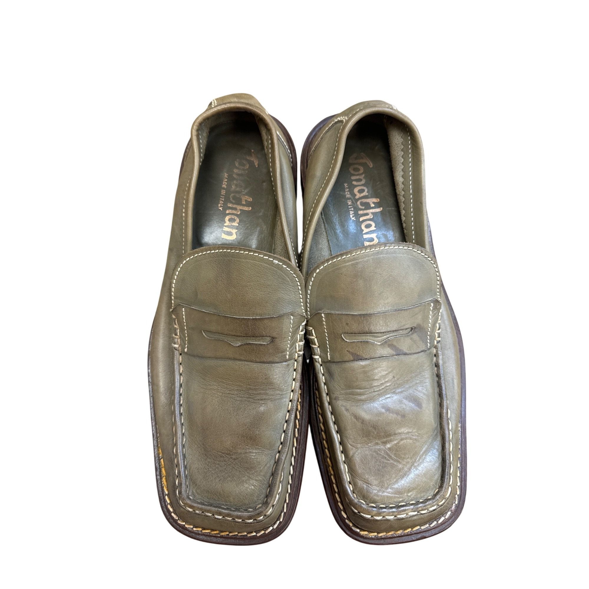 Designer Jonathan Made In Italy Leather Slip-On Green Loafers Shoes S Size US 9 / EU 42 - 7 Thumbnail