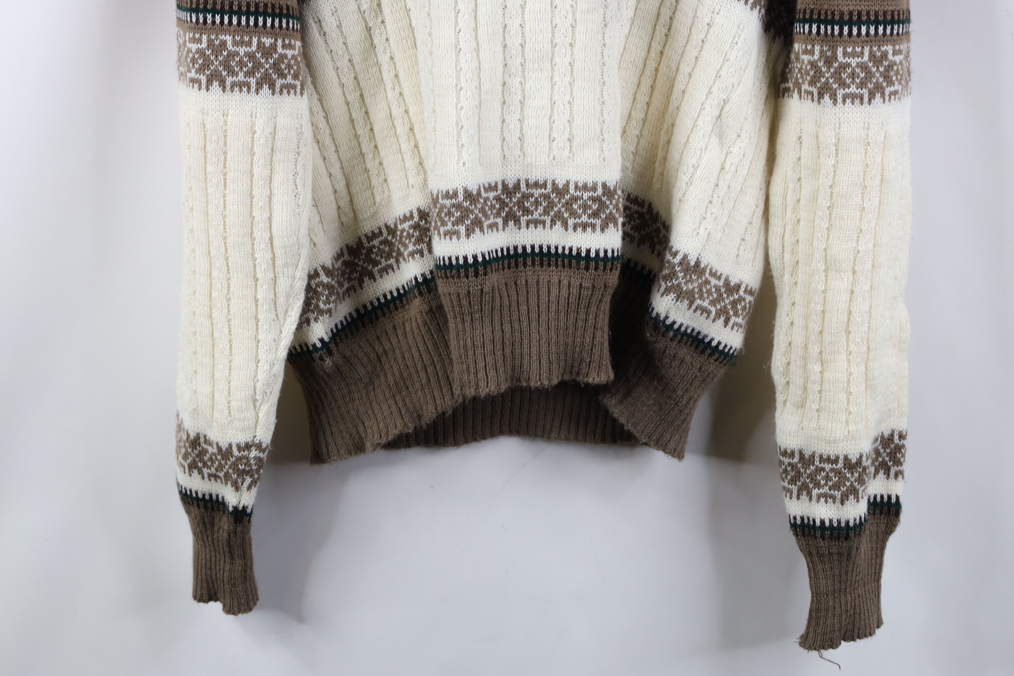 Vintage Vintage 70s Streetwear Fair Isle Cable Knit Crewneck Sweater Size US L / EU 52-54 / 3 - 13 Thumbnail