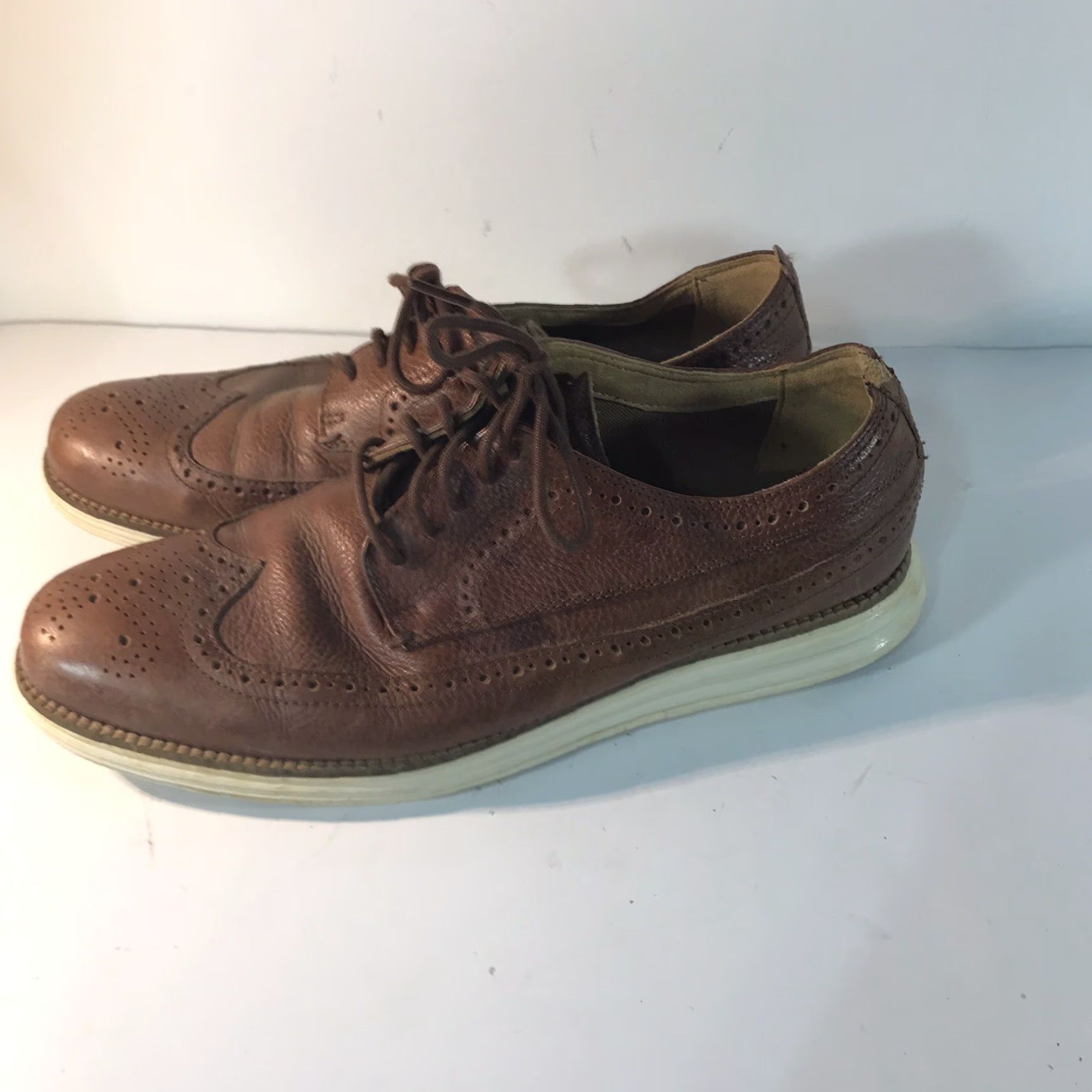 Cole Haan Cole Haan Grand OS Mens Dress Shoes Wingtips Leather Brown Size 9M Going Out Size US 9 / EU 42 - 2 Thumbnail