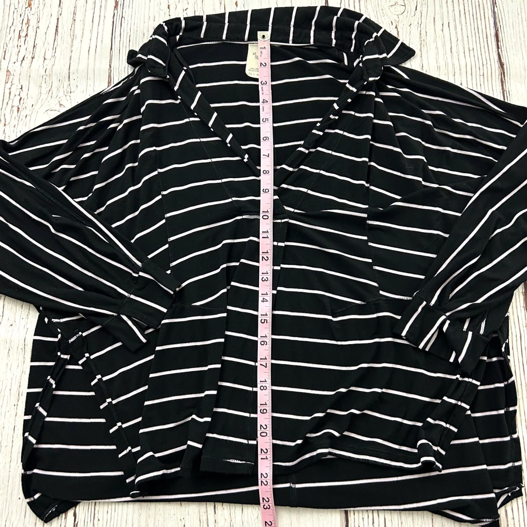 Vintage We The Free Striped Long Sleeve Collared Open Front Top XS Black Women Blouse Size XS / US 0-2 / IT 36-38 - 3 Thumbnail